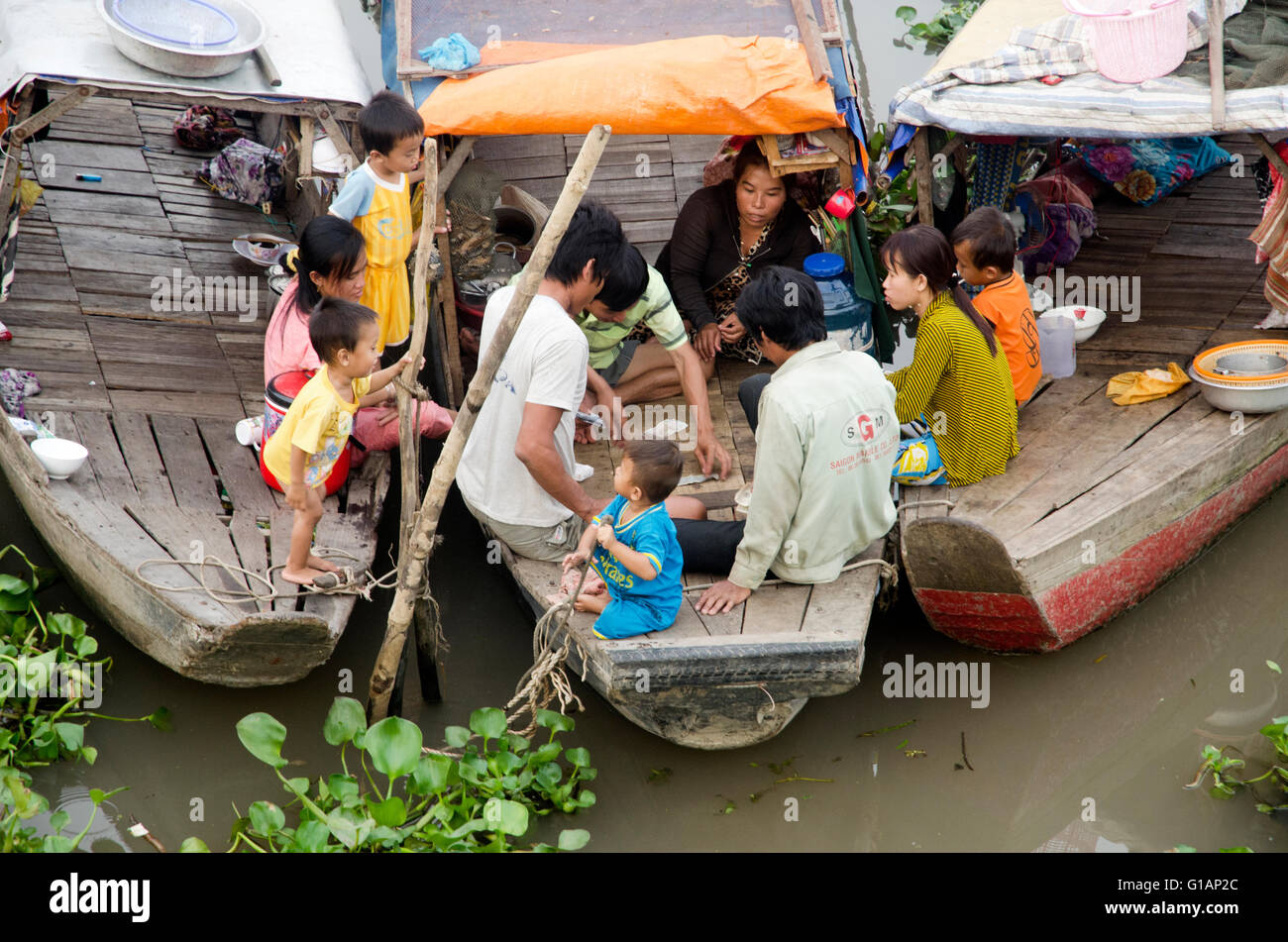 People on the Mekong river, Chau Doc, Vietnam Stock Photo