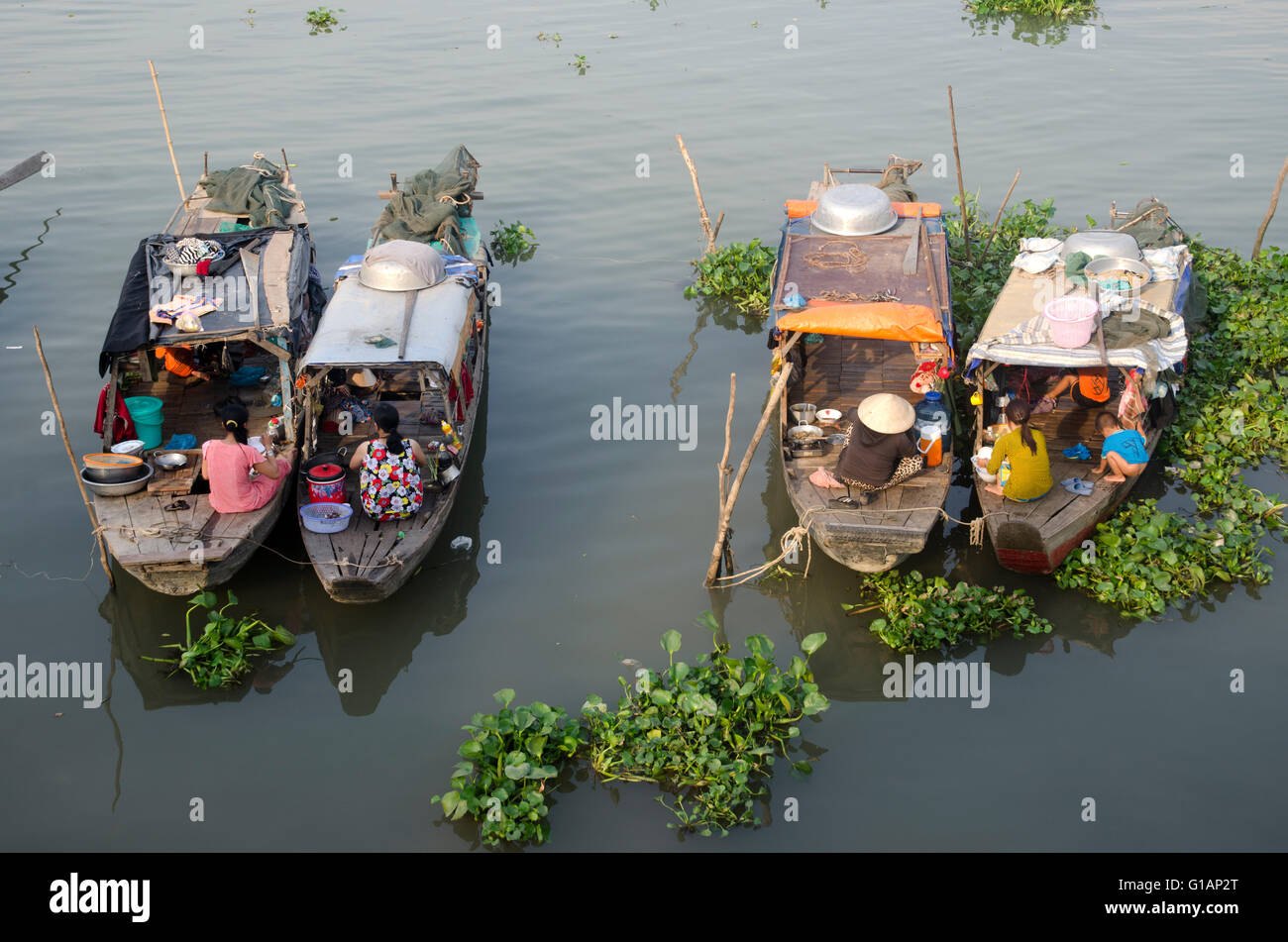 Boats on the Mekong river, Chau Doc, Vietnam Stock Photo Alamy