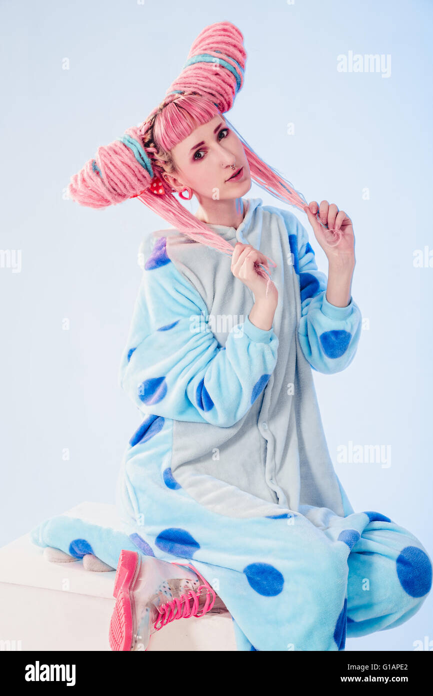 Girl in pajamas Stock Photo