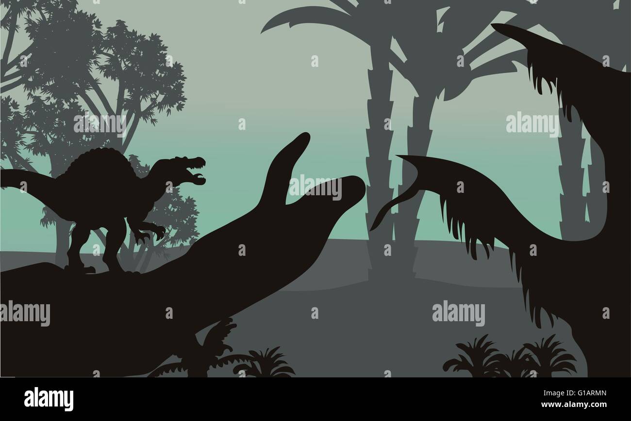 spinosaurus in forest scenery silhouette Stock Vector Image & Art - Alamy