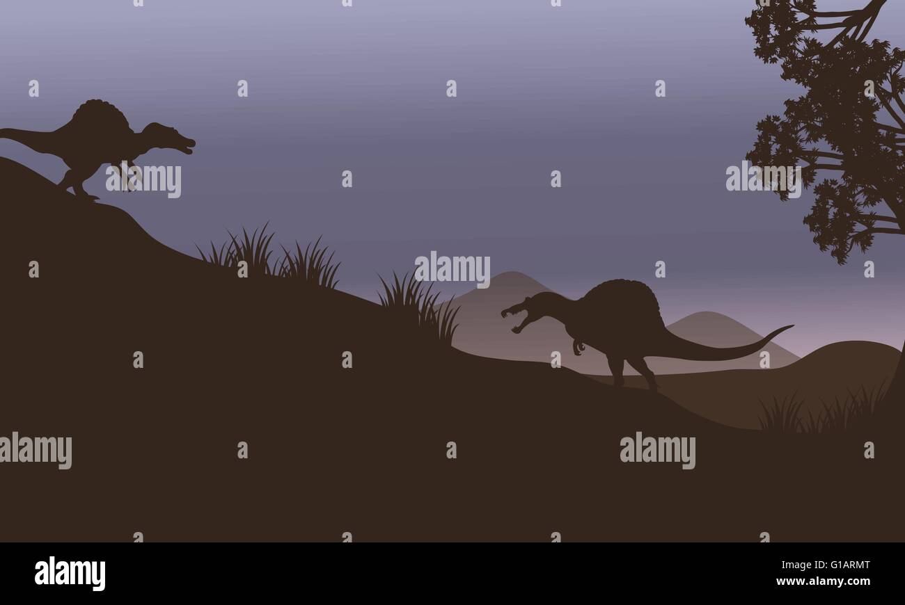 Silhouette of two spinosaurus in fields Stock Vector Image & Art - Alamy