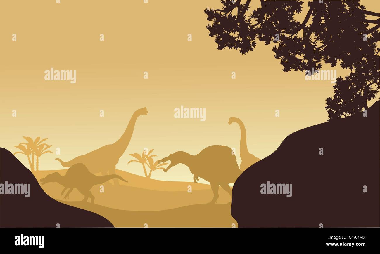 Silhouette of Brachiosaurus and spinosaurus Stock Vector Image & Art ...