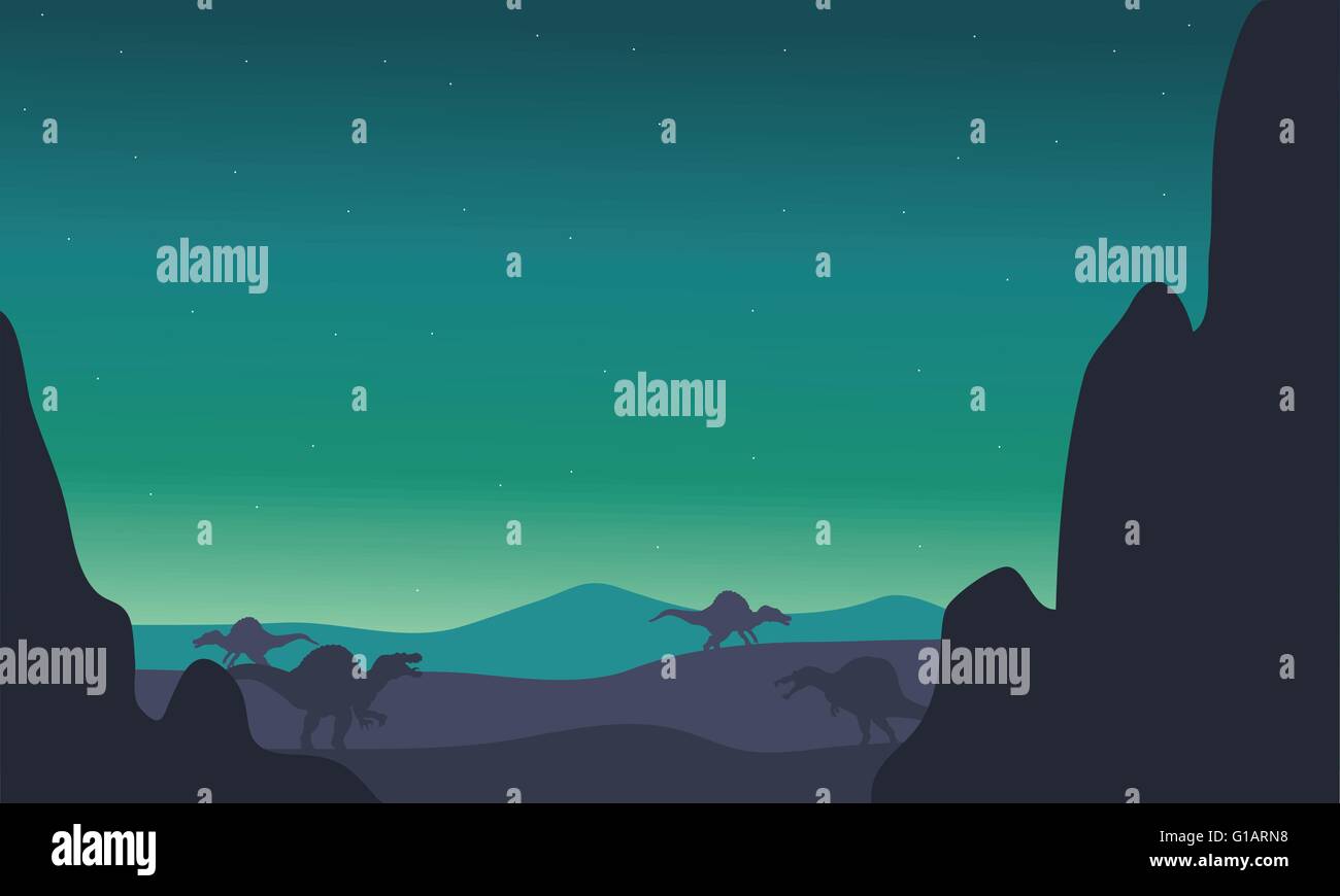 spinosaurus silhouette in hills Stock Vector Image & Art - Alamy