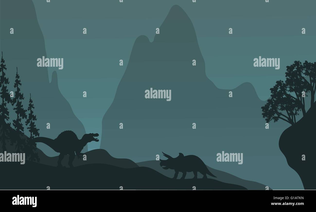 Silhouette of triceratops and spinosaurus Stock Vector Image & Art - Alamy