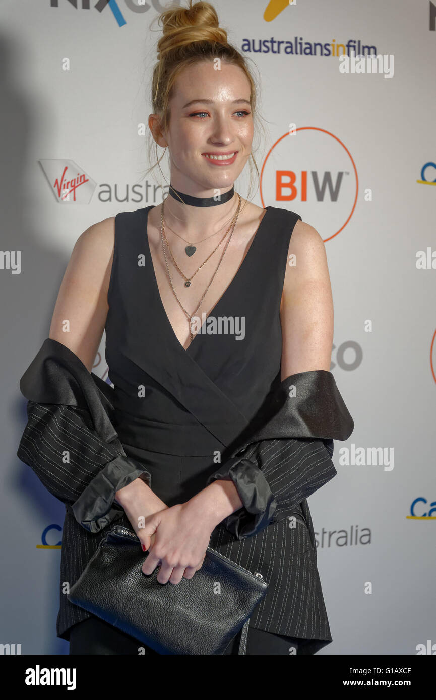 Sydney, Australia. 11th May, 2016. Actor Sophie Lowe arrives for the eighth Annual Heath Ledger Scholarship for 2016. The event was attended by Heath's mother and sister, Sally Bell and Kate Ledger, Callie Hernandez, Damon Herriman, Matt Levett and Sophie Lowe. The winner will be announced on 1st June in Los Angeles Credit:  Hugh Peterswald/Pacific Press/Alamy Live News Stock Photo