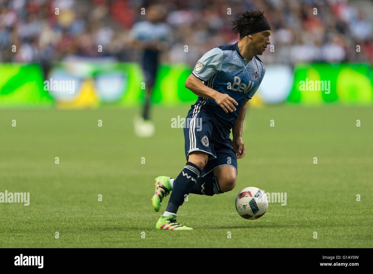 Vancouver, Canada. 11th May, 2016. Vancouver Whitecaps midfielder Christian Bolanos (7) with the ball.Vancouver Whitecaps vs Chicago Fire, BC Place Stadium.  Vancouver wins 2-1. Credit:  Gerry Rousseau/Alamy Live News Stock Photo