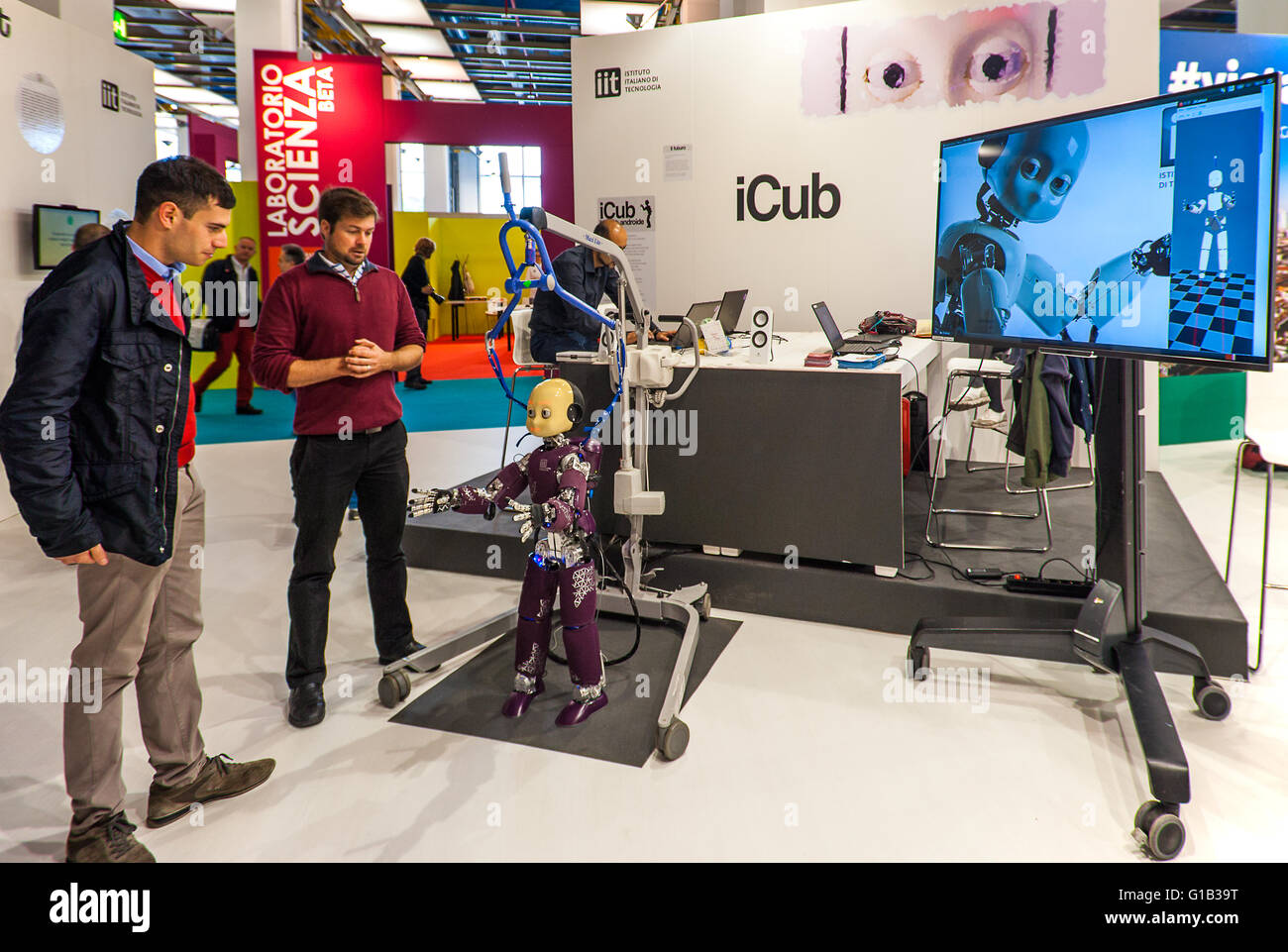 Turin, Italy. 12th May, 2016.  Lingotto Fiere  XXIX International book Fair 12th May 2016 - Robot Credit:  Realy Easy Star/Alamy Live News Stock Photo