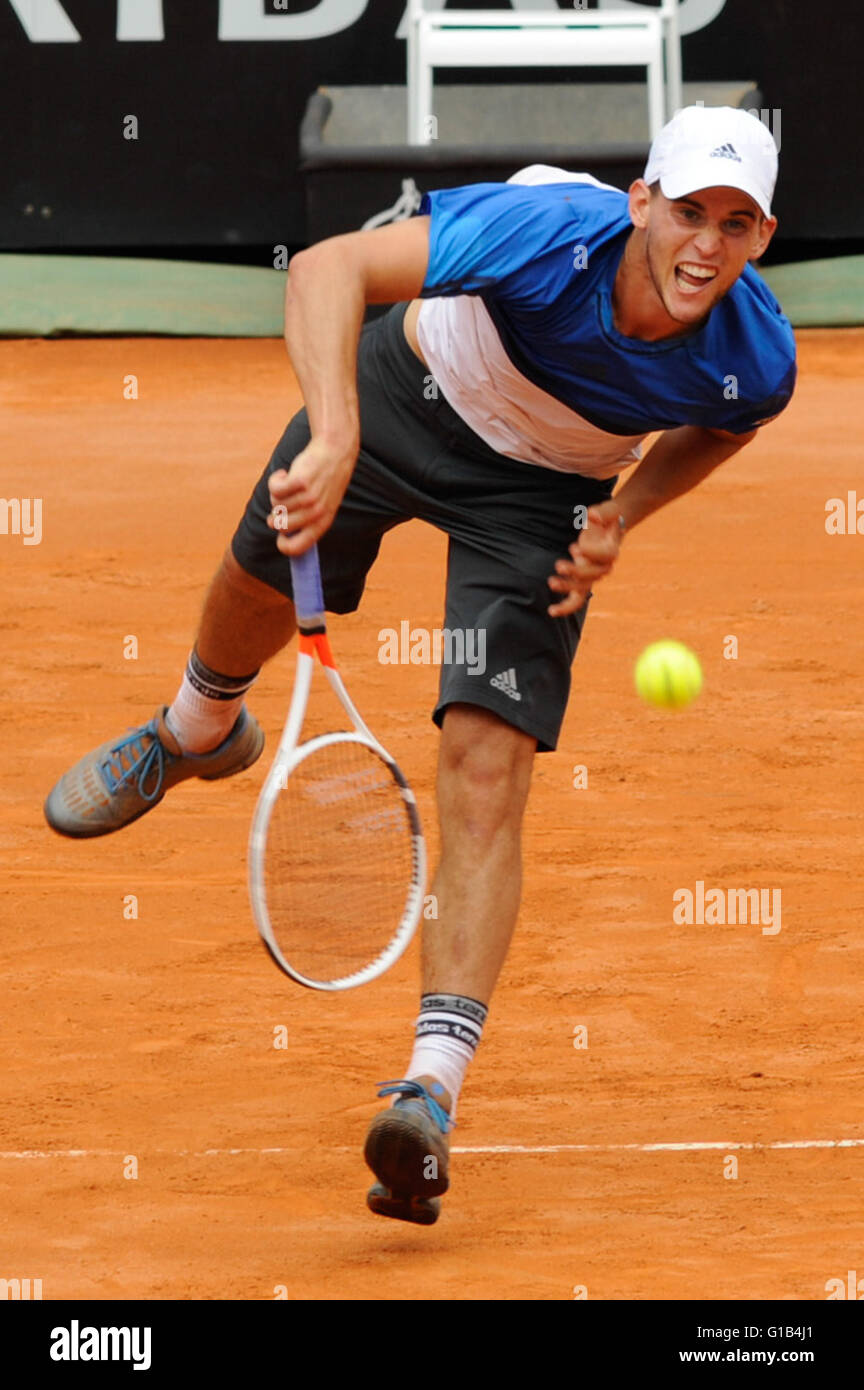Rome, Italy. 12th May, 2016. BNL d'Italia Tennis Tournament. Roger FEDERER  (SUI) versus Dominic THIEM (AUT). Dominic THIEM in action © Action Plus  Sports/Alamy Live News Stock Photo - Alamy