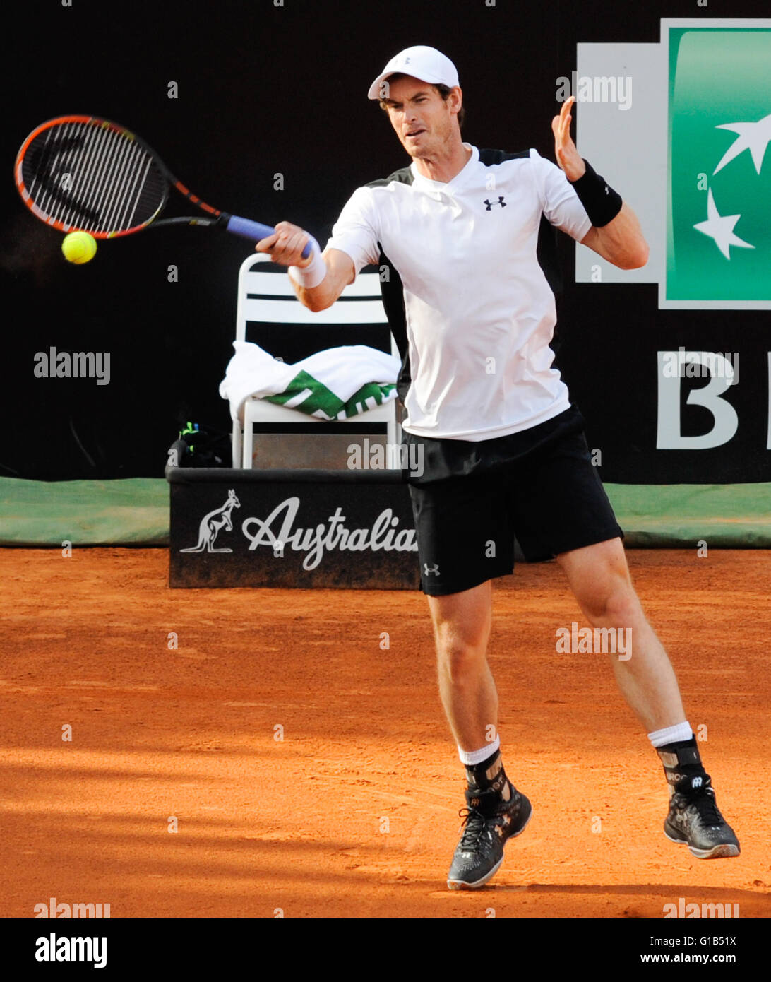 Rome, Italy. 12th May, 2016. BNL Tennis tournament. Andy Murray (GBR)  versus Jeremy Chardy (FRA). Andy Murray returns © Action Plus Sports/Alamy  Live News Stock Photo - Alamy