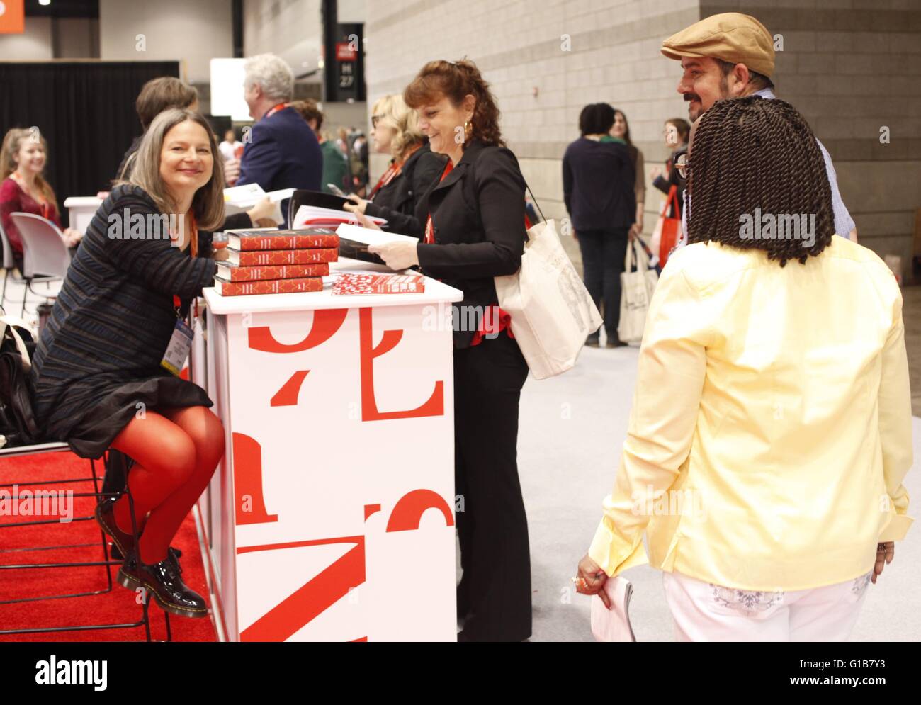 Chicago, Illinois, USA. 12 May 2016. Agata Tuszyńska signs copies of her memoir, 'Family History of Fear' just out from Knopf  for fans at the Polish stand at BookExpo America 2016. Stock Photo