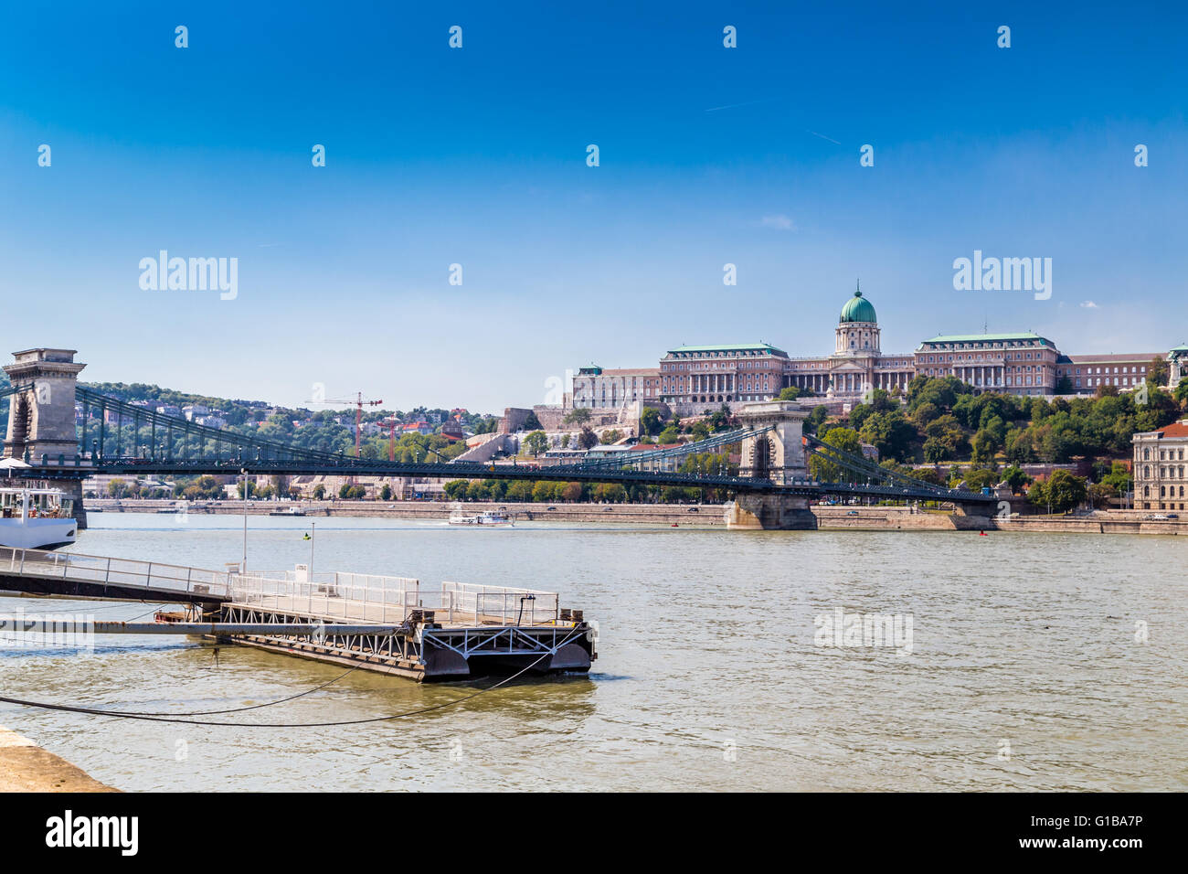 Buda Castle and Chain Bridge on the Danube river Stock Photo - Alamy
