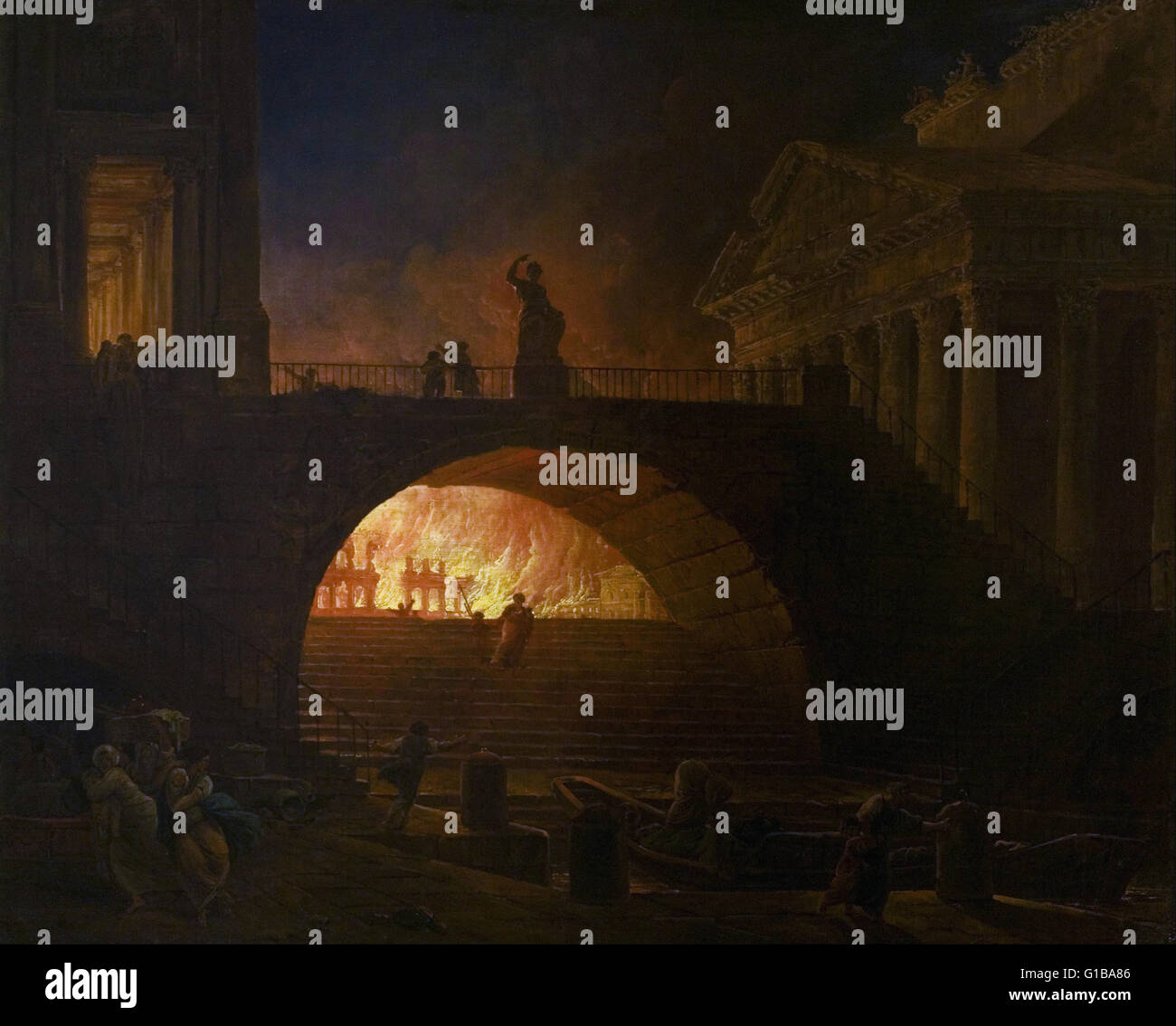 Hubert Robert - The Fire of Rome -  MuMa Stock Photo
