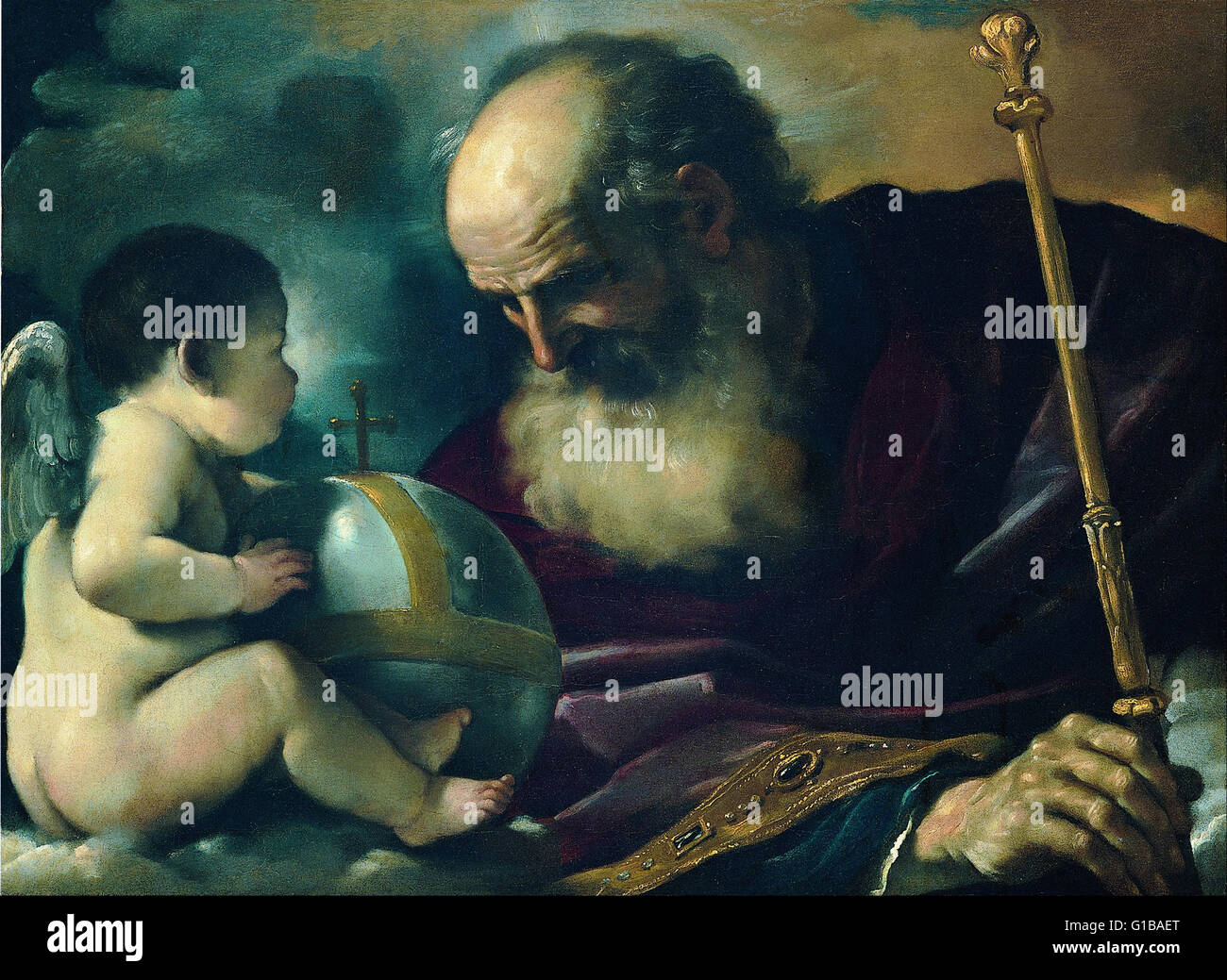 Guercino (Giovan Francesco Barbieri) - God the Father and Angel - Musei di Strada Nuova Genova Stock Photo