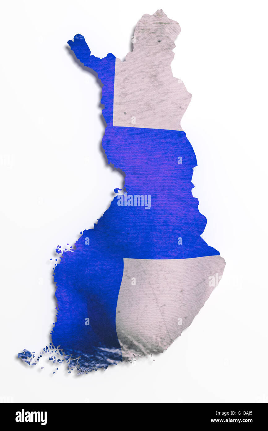 3d rendering of Finland map and flag. Stock Photo