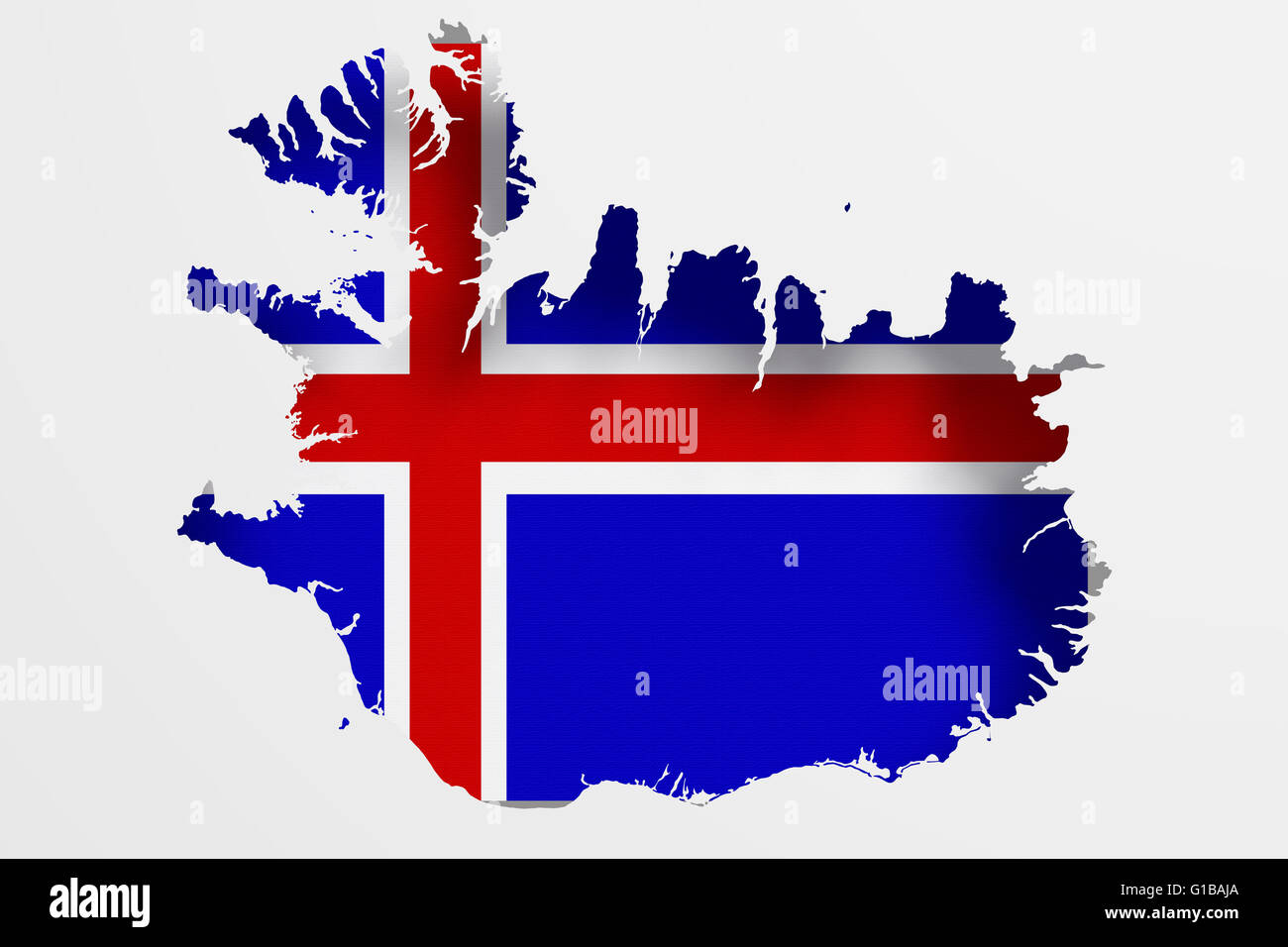 3d rendering of Iceland map and flag on white background Stock Photo ...