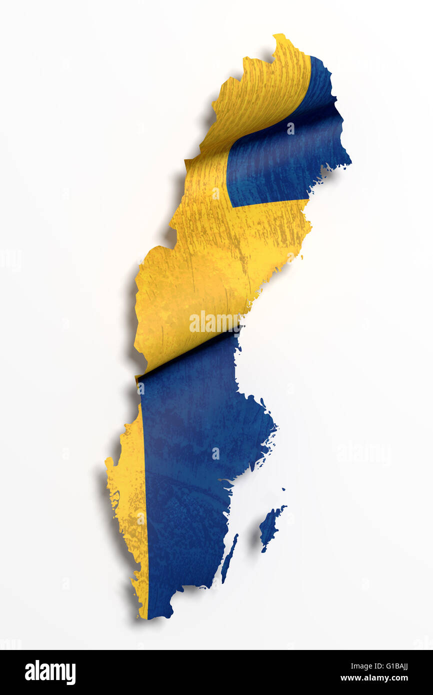 3d rendering of Sweden map and flag on white background Stock Photo - Alamy
