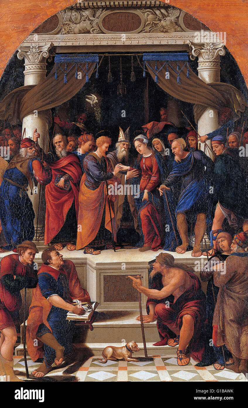Maestro dei dodici apostoli - Wedding of the Virgin - Musei Capitolini Roma Stock Photo