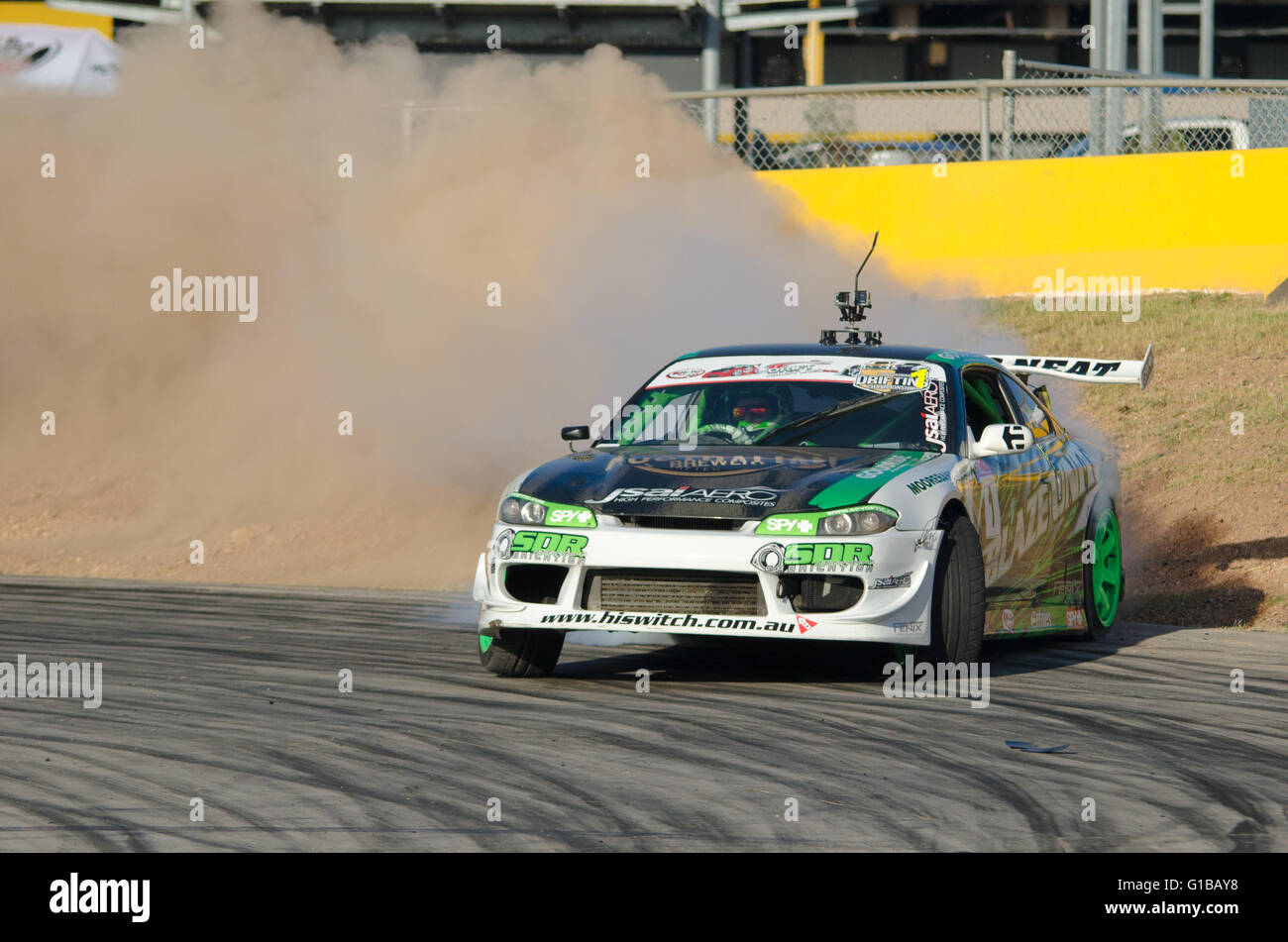 Sydney, Australia - 19th December 2015: Drift racers compete in the Hi-Tec Drift Allstars Series Championship Round which took place at Sydney Motorsport Park. Stock Photo