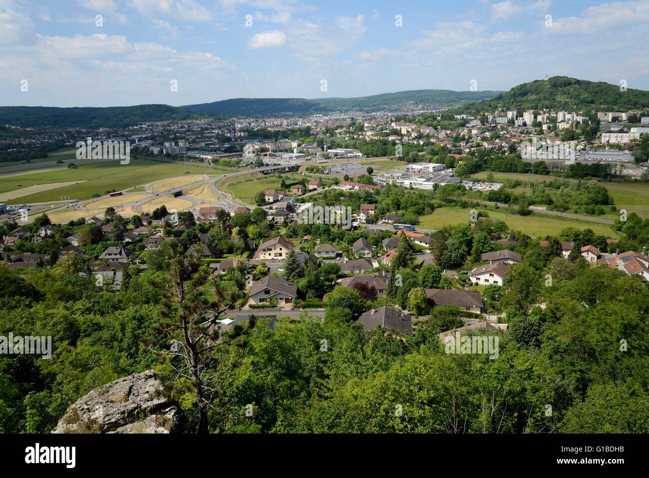 France, Haute Saone, Vesoul, from the Sabot de Frotey, limestone, hill  views and Motte chapel, city Stock Photo - Alamy
