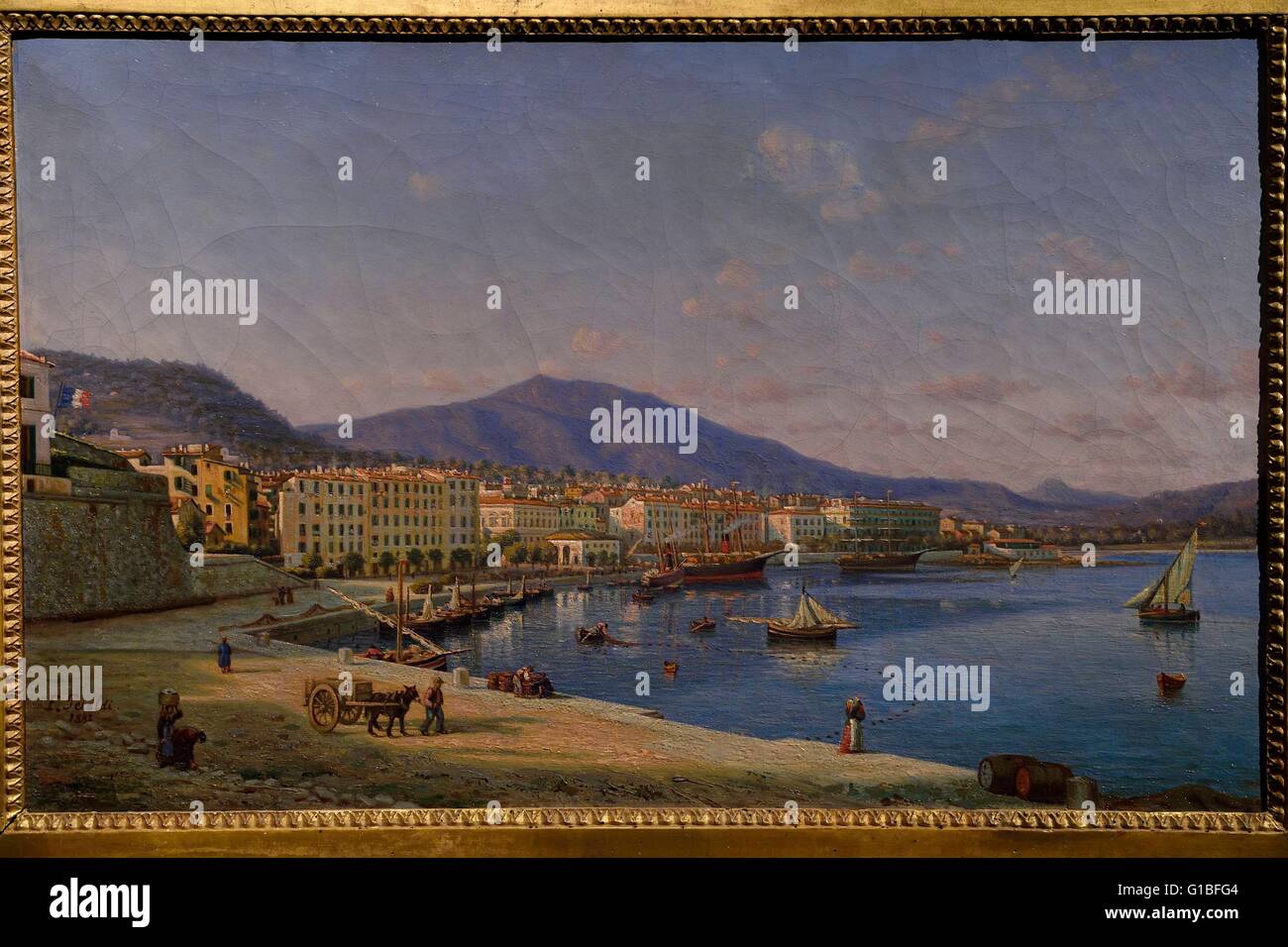 France, Corse du Sud, Ajaccio, Fesch museum (the Museum of Fine Arts), view of the port of Ajaccio in 1882 by the painter Francois Peraldi Stock Photo