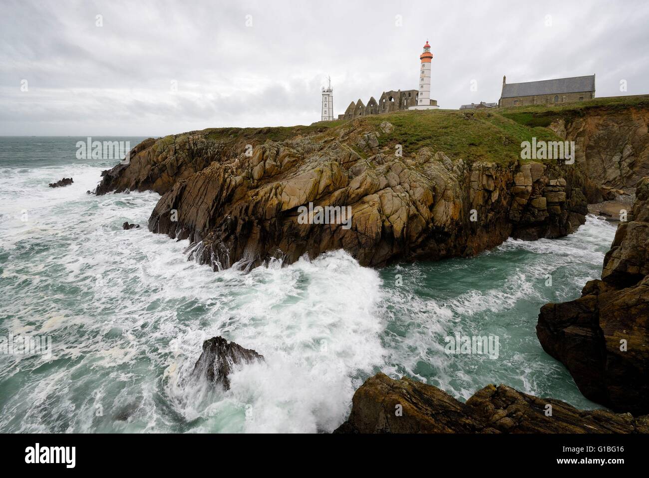 France, Finistere, Iroise Sea, Plougonvelin, Pointe Saint Mathieu ...