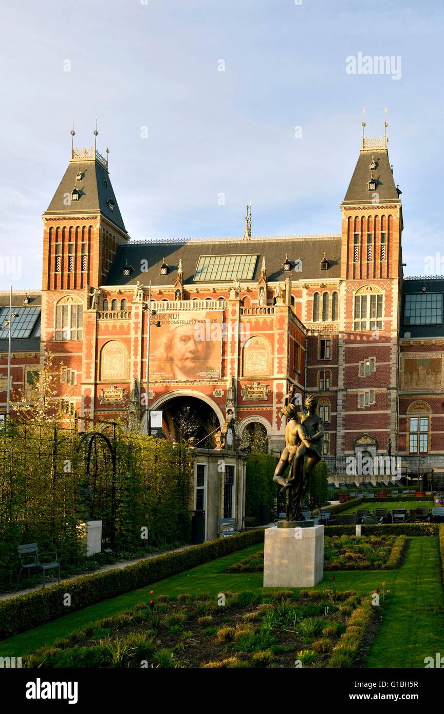 Netherlands, Northern Holland, Amsterdam, Museumplein, Museum district, Rijksmuseum, in Neogothic style built in 1885 Stock Photo