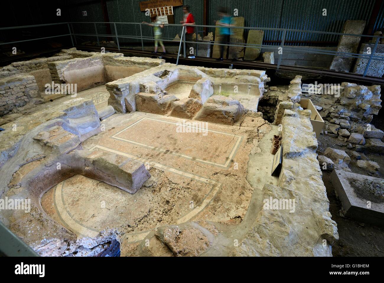 France, Haute Saone, Jonvelle, museums, vestiges of a Gallo-Roman villa, baths, dining hot bath, mosaics Stock Photo