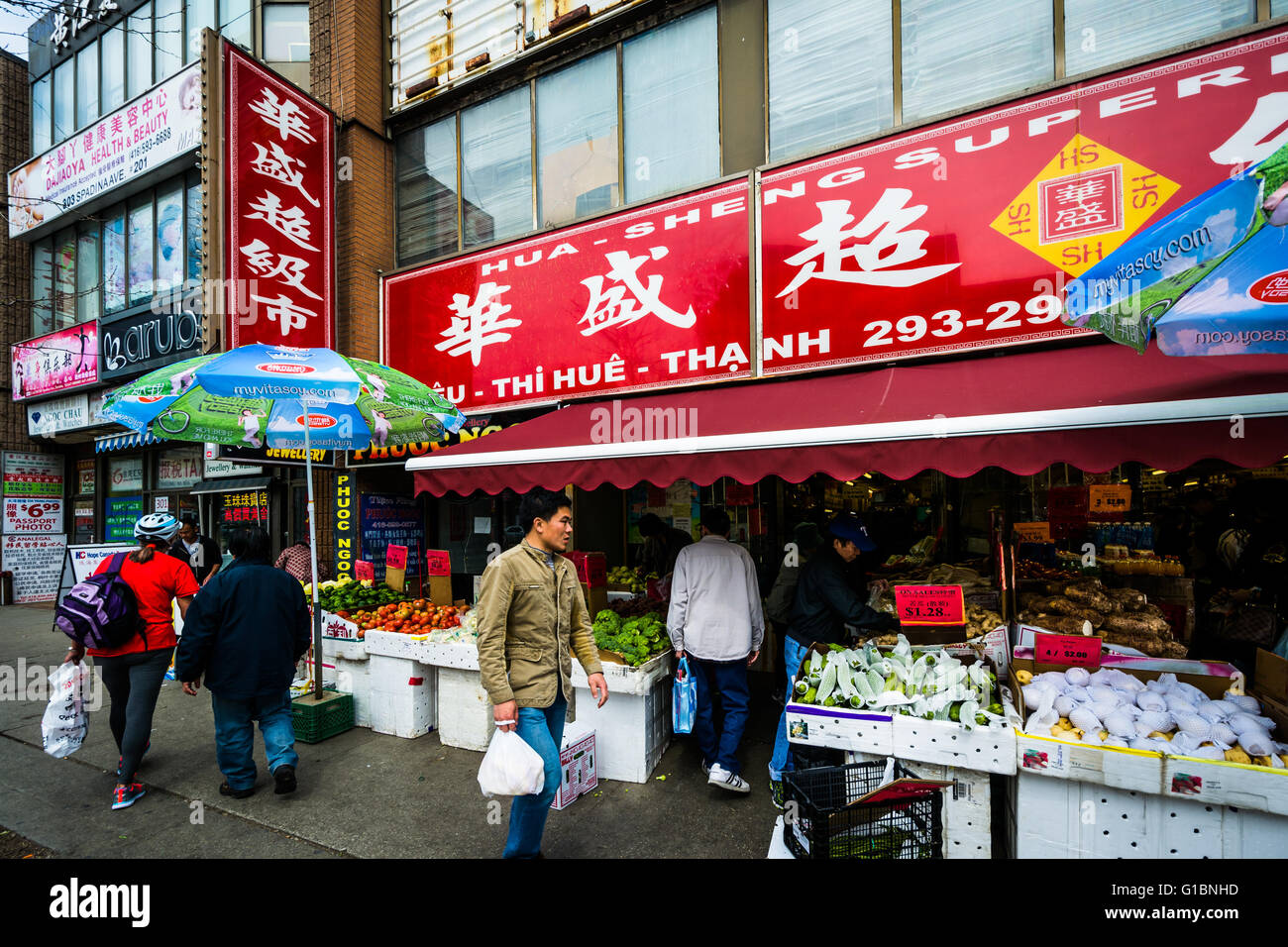 Market in Chinatown, Toronto, Ontario. Stock Photo