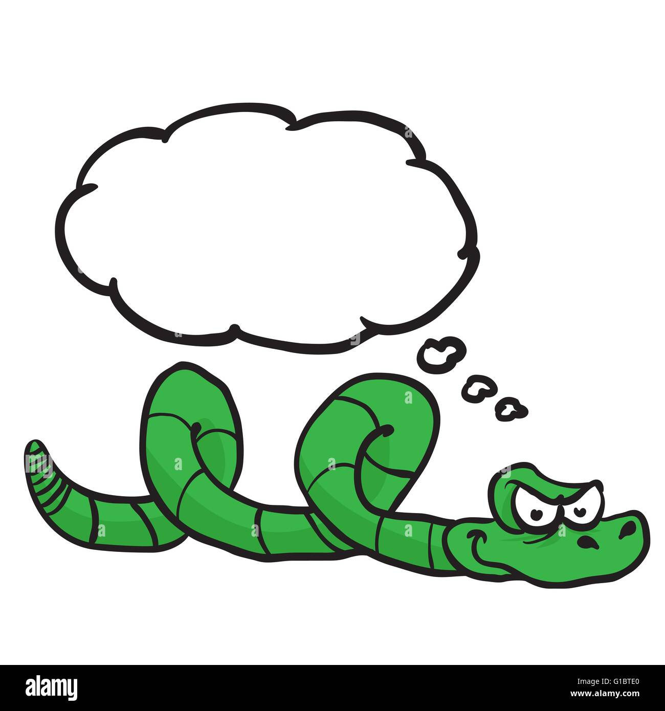 green snake with thought bubble cartoon Stock Vector