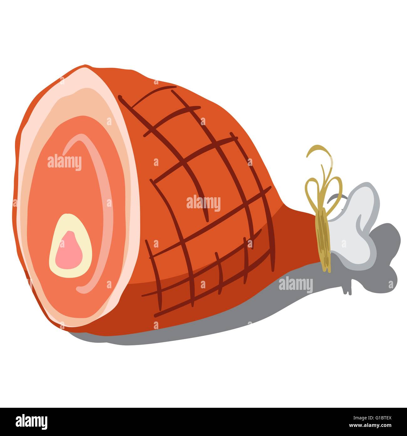 cartoon illustration of a ham isolated on white Stock Vector Image
