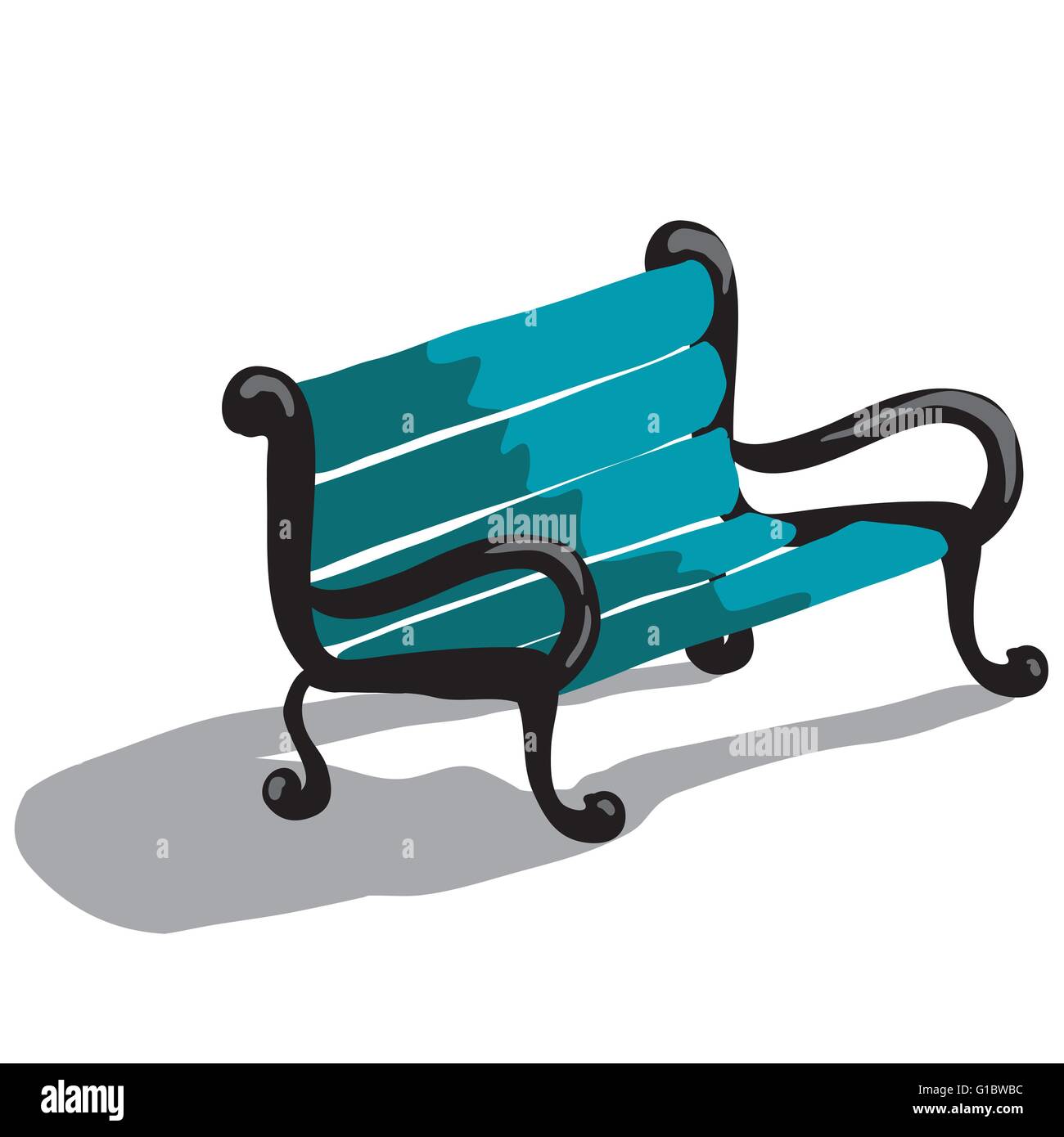 park bench cartoon isolated on white Stock Vector