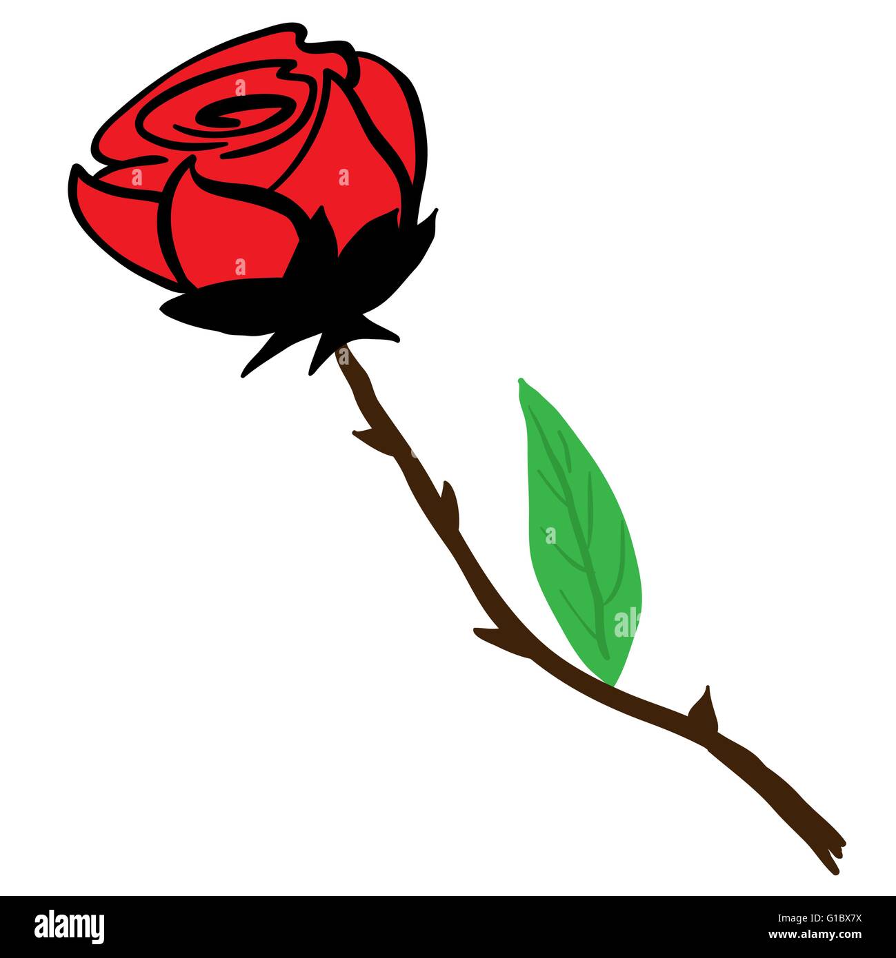 rose cartoon illustration isolated on white Stock Vector Image & Art