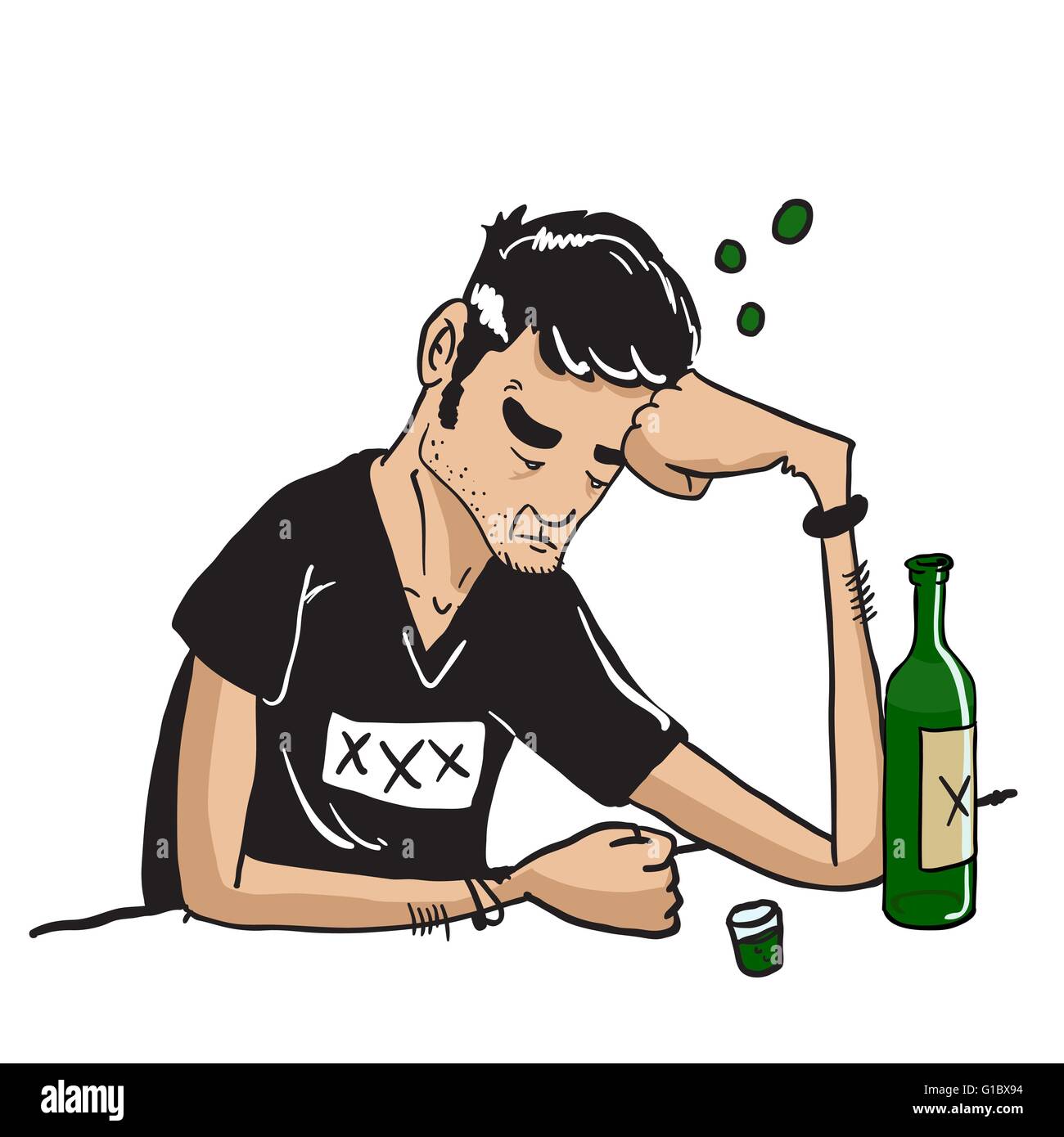 sad man drinking at a bar isolated on white cartoon illustration Stock  Vector Image & Art - Alamy