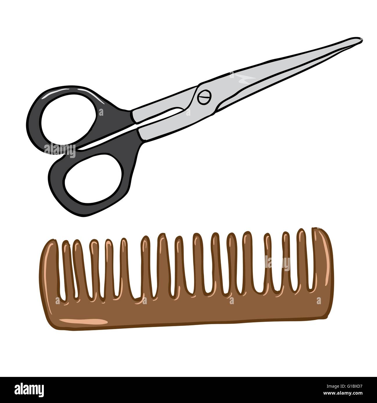scissors and comb cartoon illustration isolated on white Stock Vector Image  & Art - Alamy
