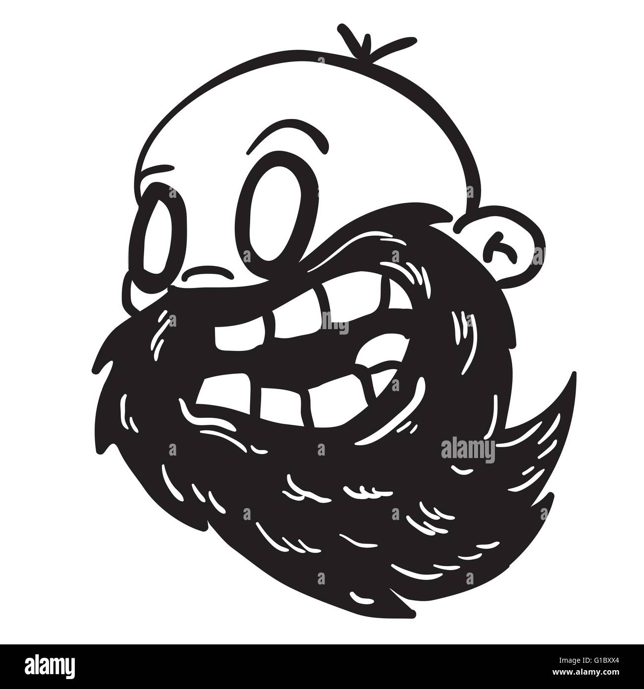 simple black and white bearded bald man cartoon Stock Vector Image & Art -  Alamy