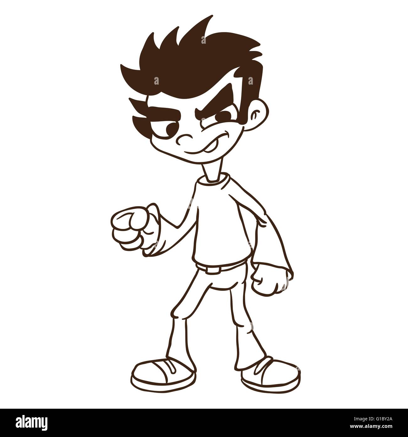 simple black and white boy standing cartoon Stock Vector Image & Art