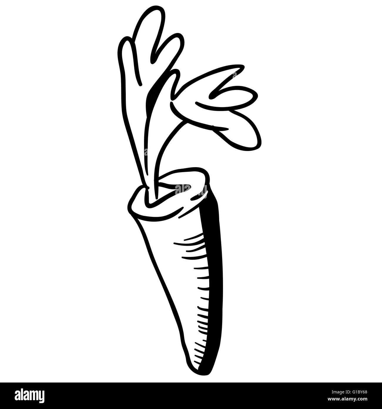 simple black and white carrot cartoon Stock Vector