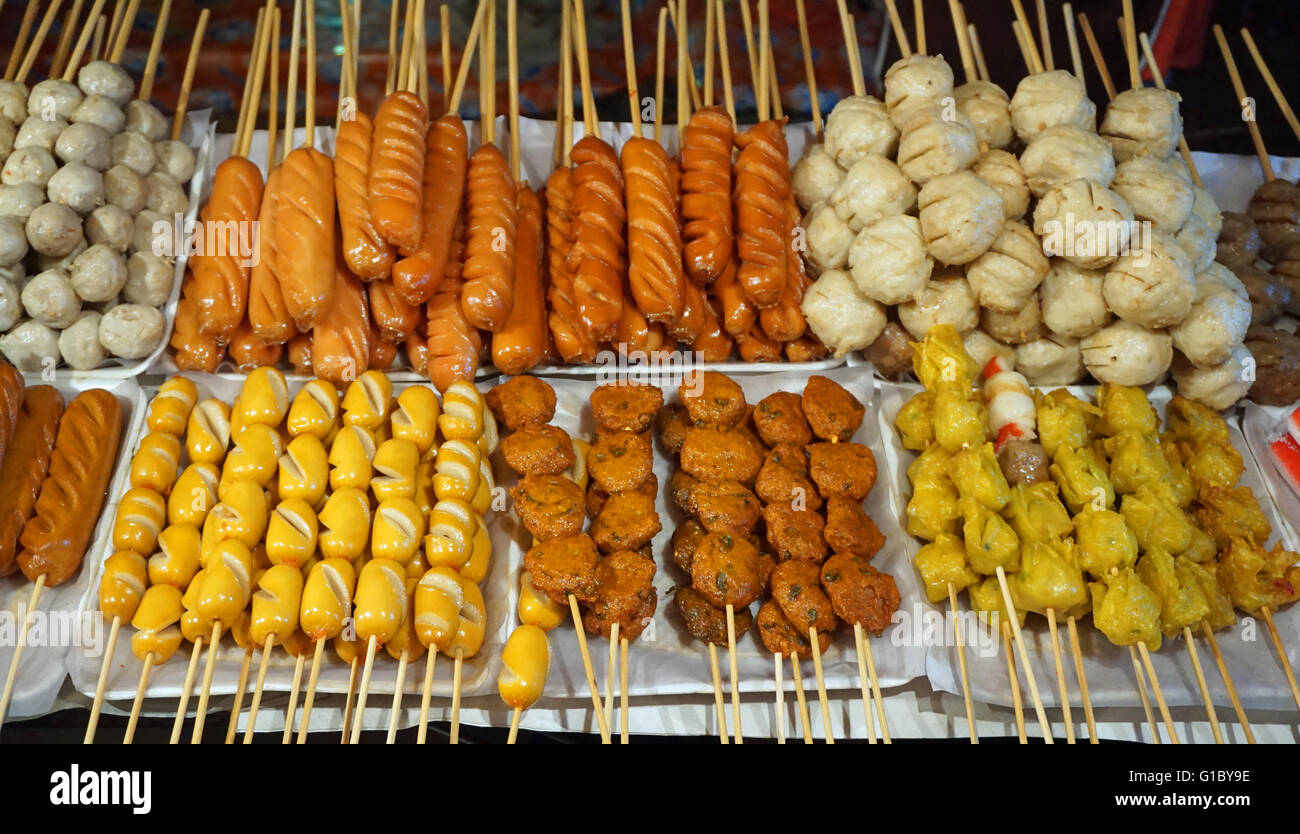asian street food withfresh grilled meat Stock Photo - Alamy