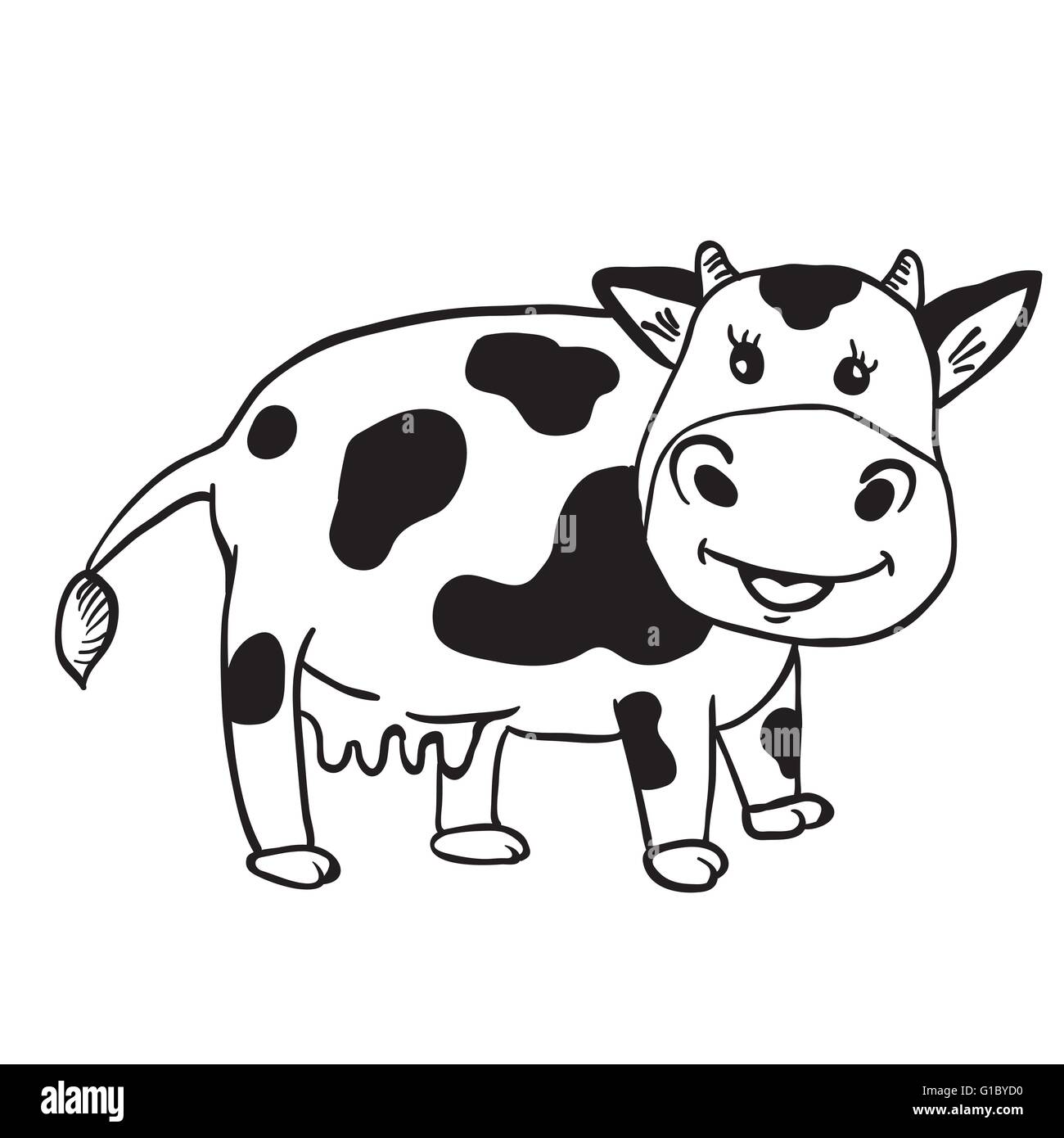 simple black and white cute cow Stock Vector Image & Art - Alamy