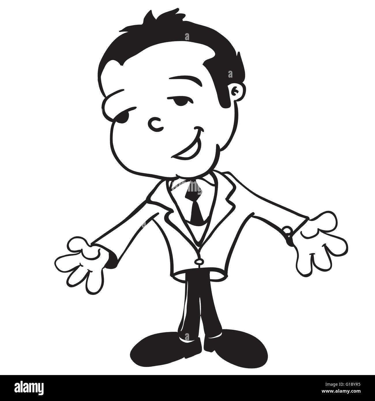 simple black and white little boy in a business suit cartoon Stock Vector  Image & Art - Alamy