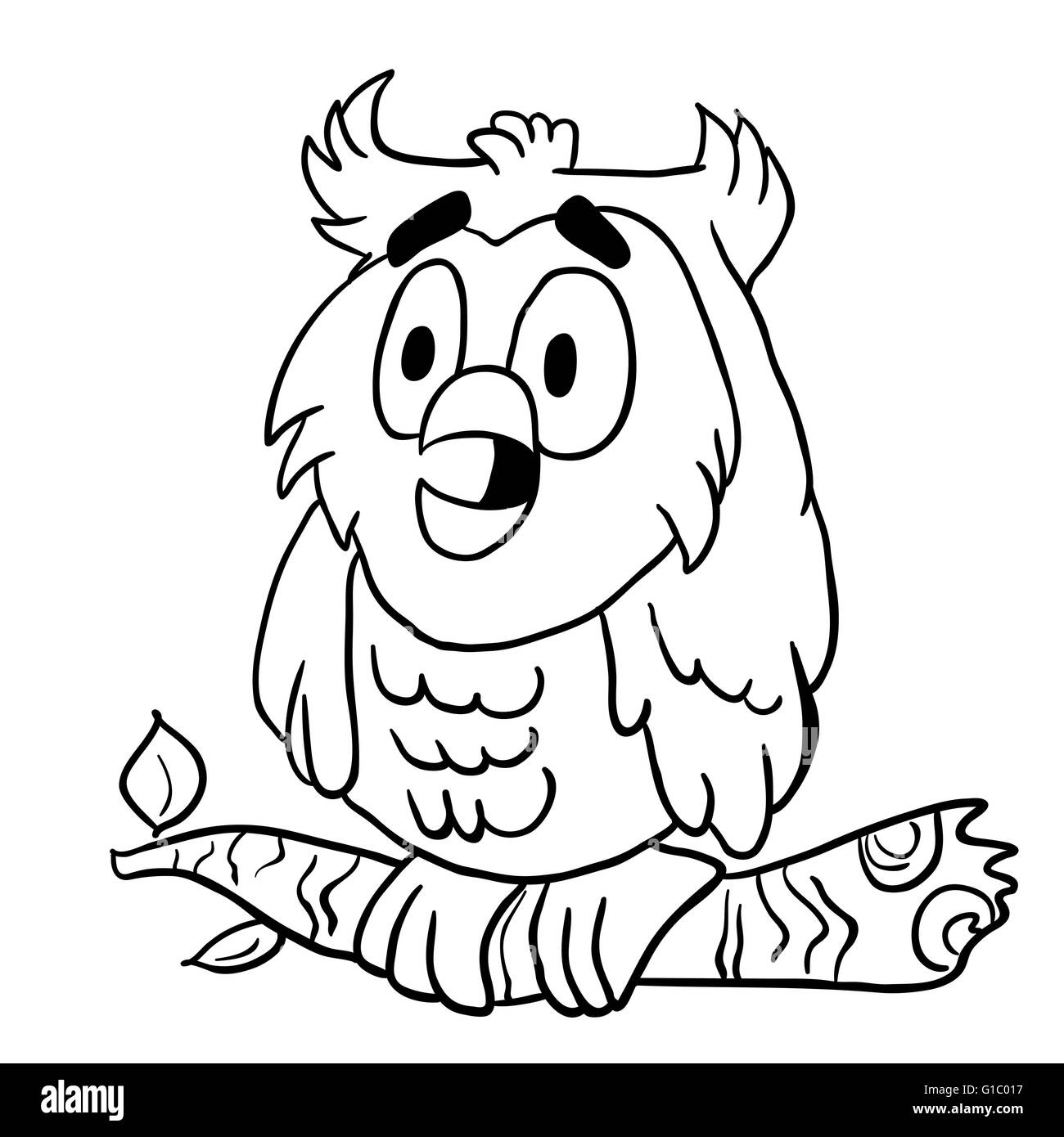 Simple Black And White Owl Cartoon Stock Vector Art Illustration