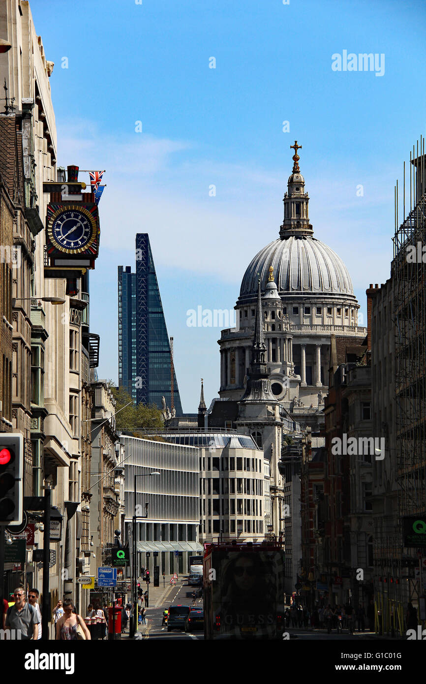 St Pauls cathedral London England London Streets London skyline cheese grater Ludgate Hill Stock Photo