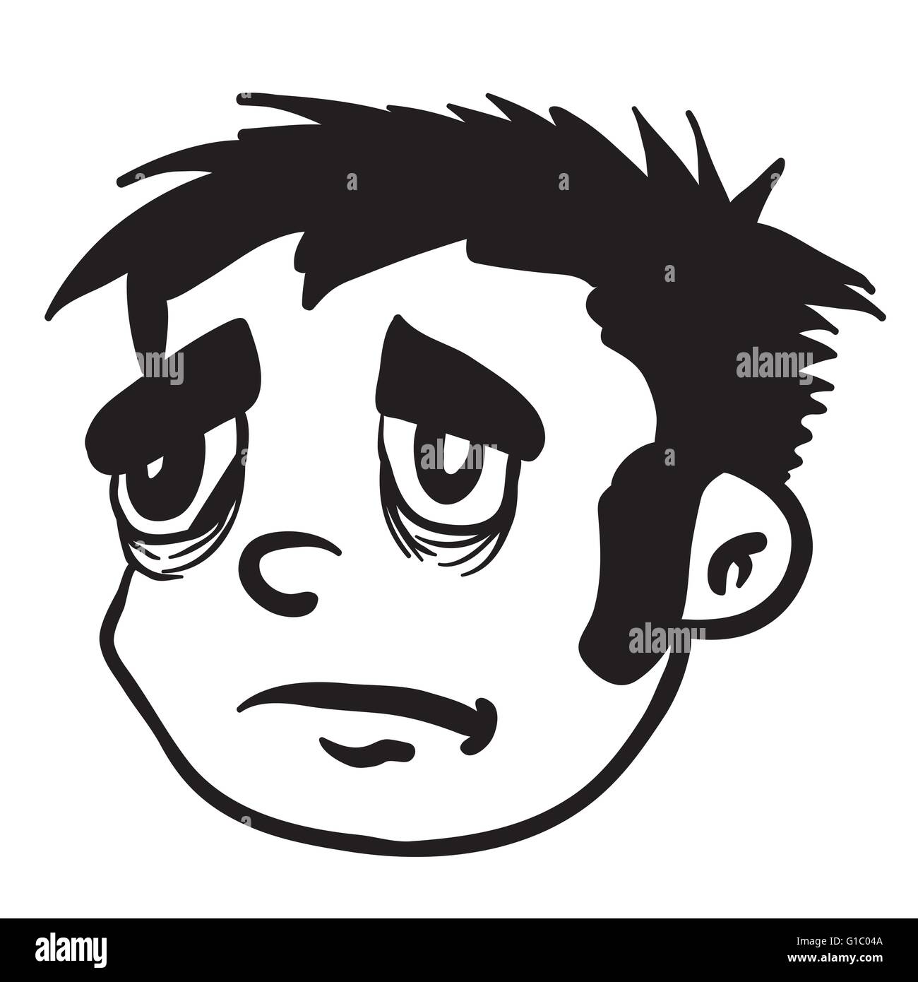 simple black and white sad boy cartoon Stock Vector Image & Art - Alamy
