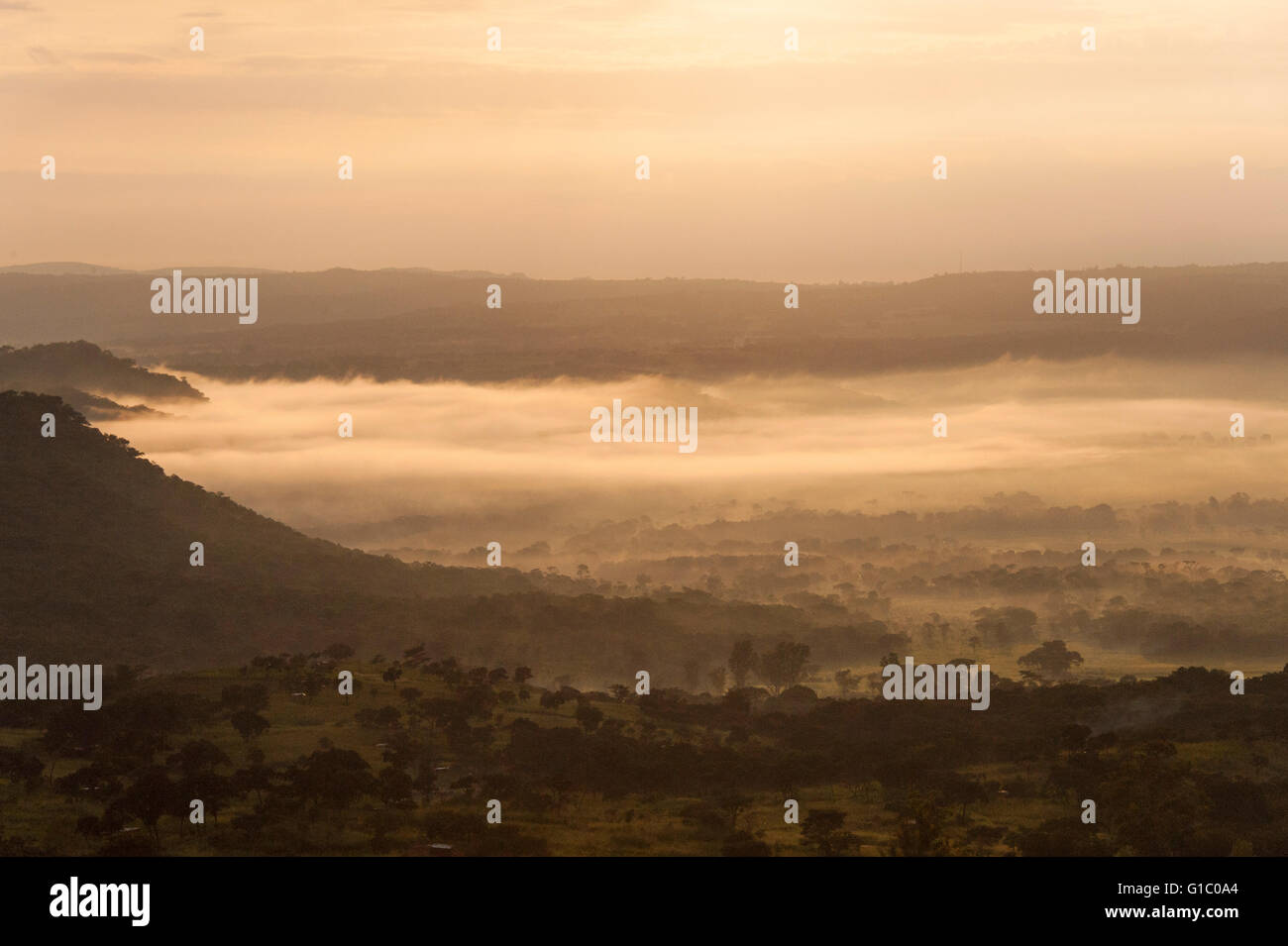 Flying over misty hills sunrise hi-res stock photography and images - Alamy