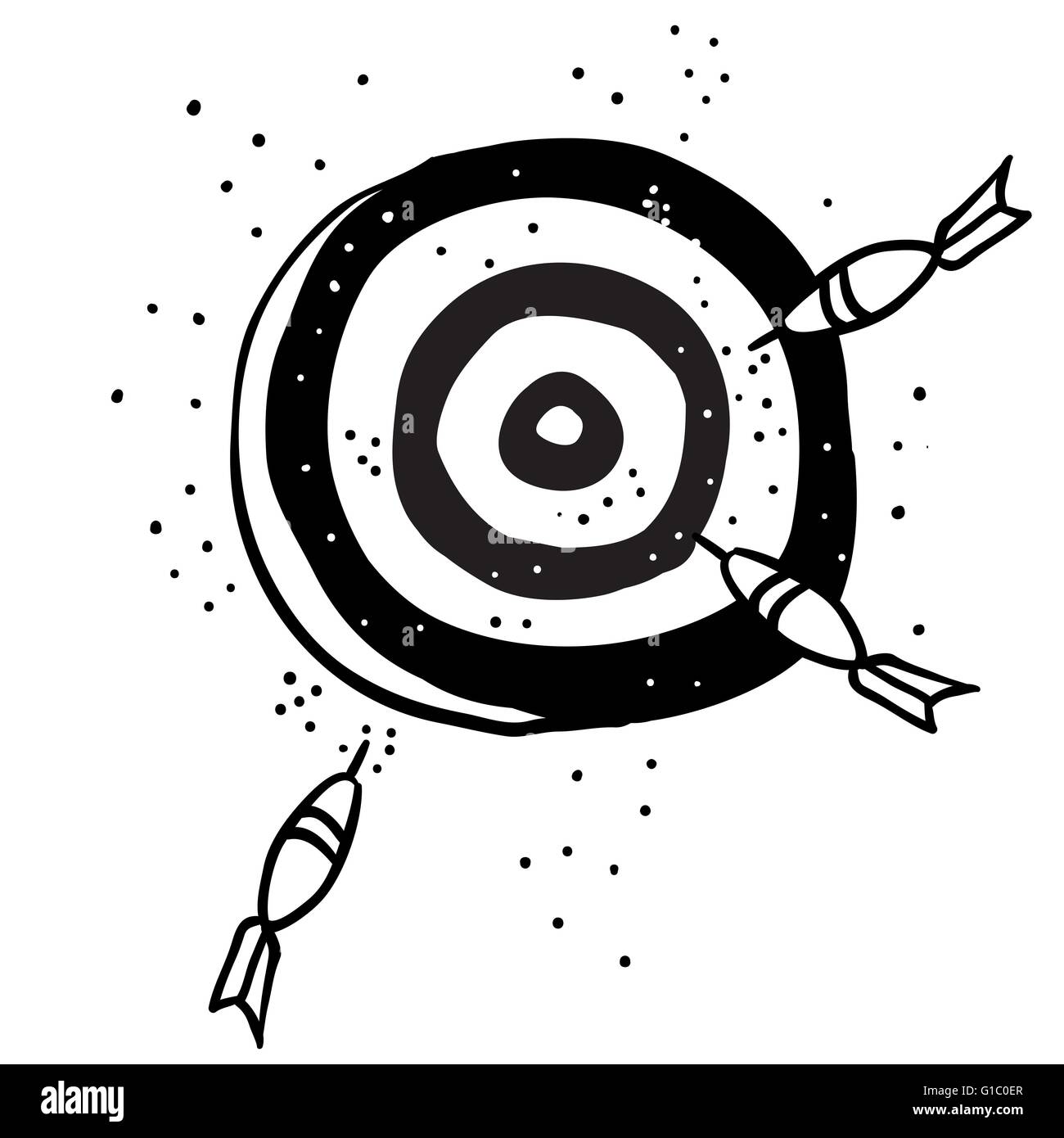 target with darts cartoon doodle Stock Vector Image & Art - Alamy