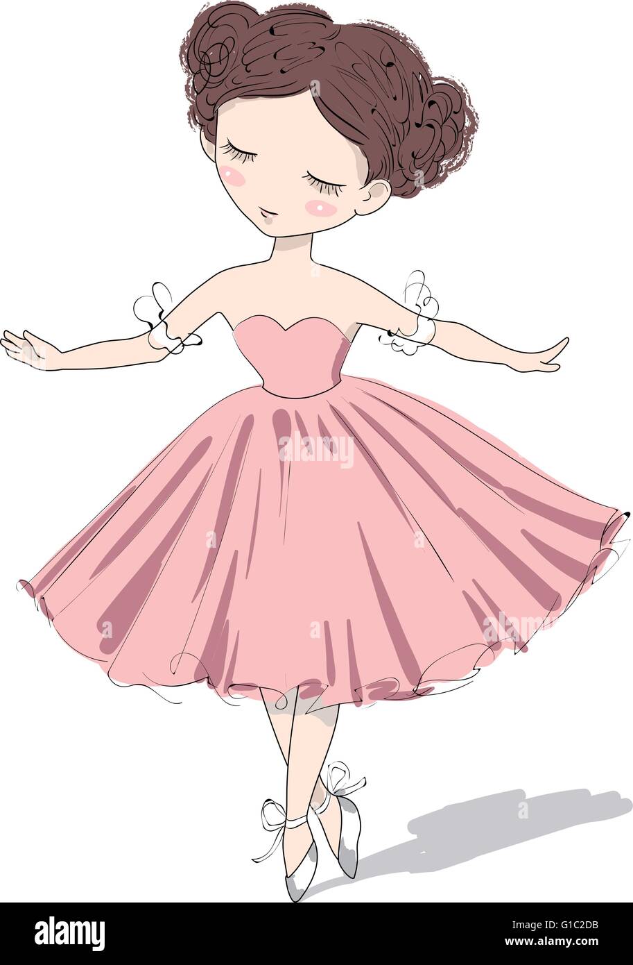 Cute ballerina girl. Vector illustration of a romantic beautiful girl Stock  Vector Image & Art - Alamy