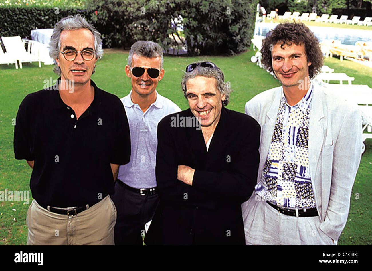 Begräbnis, Das - Die dunkle Seite der Ehre (Promotiontour) / Rainer Kölmel (Gf. Kinowelt) / Wolfgang W. Werner (Pressebetreuer Kinowelt) / Abel Ferrara / Michael Kölmel (Gf. Kinowelt), Stock Photo