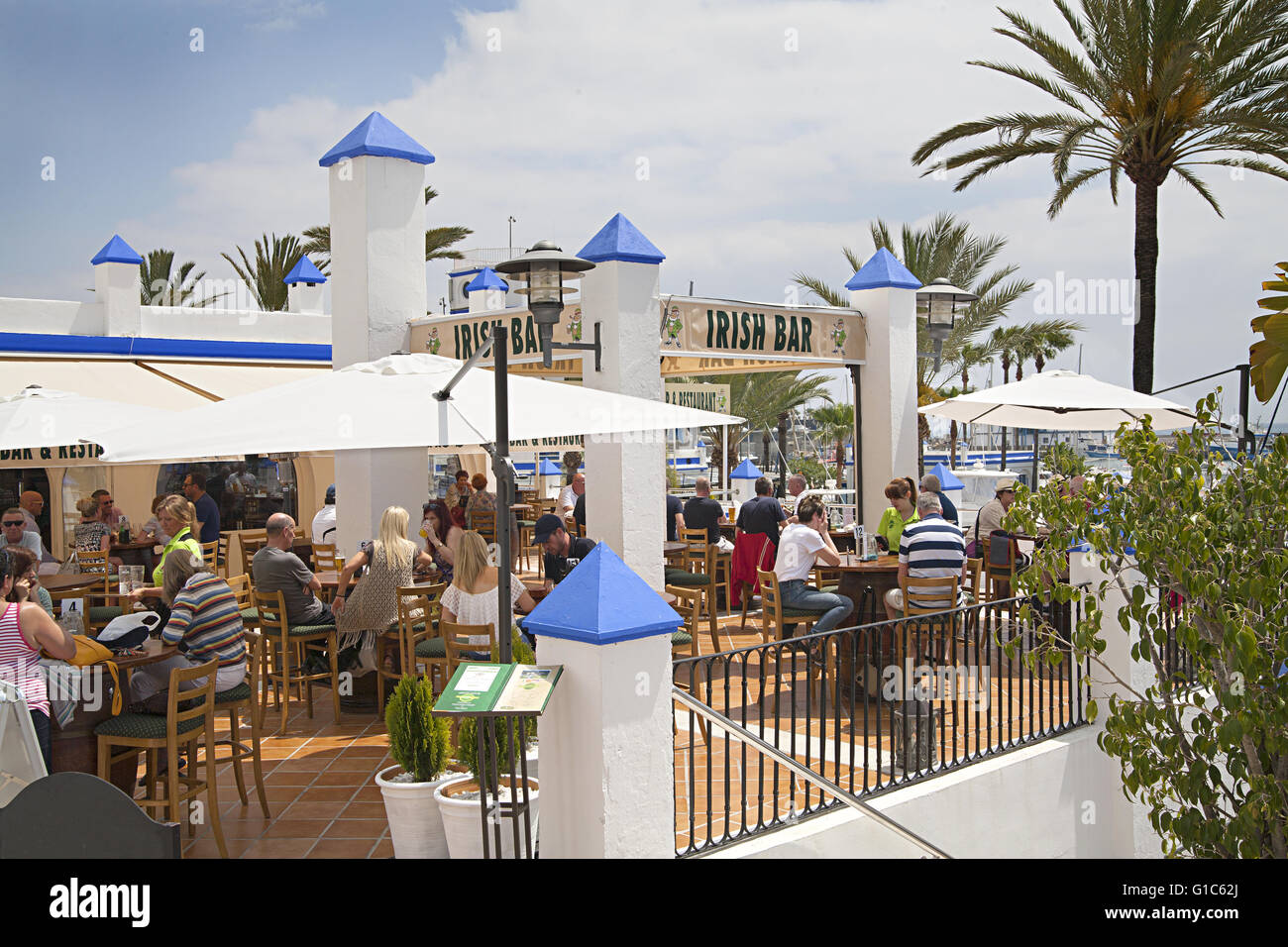Tourist bar on Costa del Sol,Estepona, Andalucia,Malaga, Stock Photo