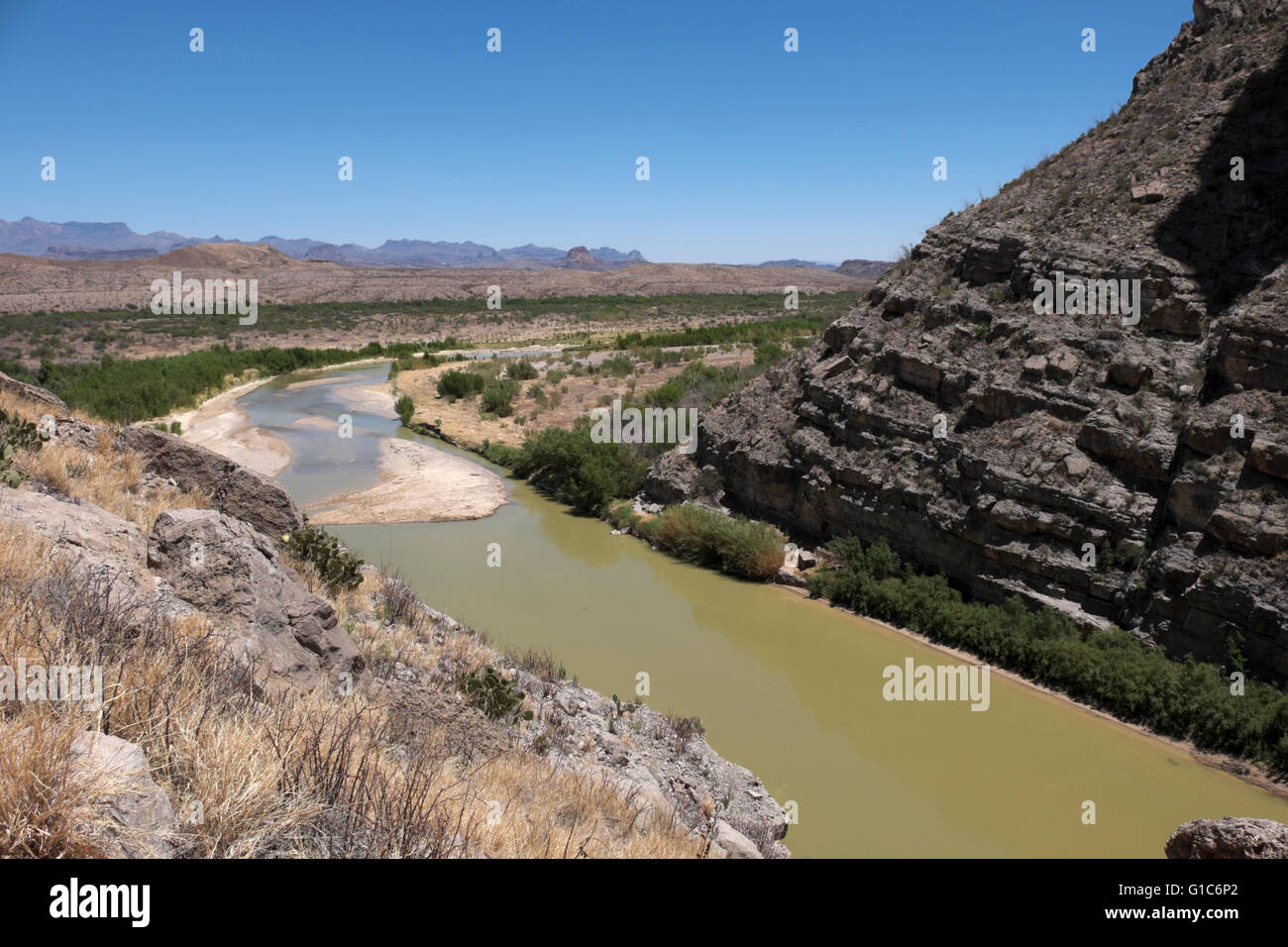 Rio Grande River exits Santa Elena Canyon in the Big Bend National Park
