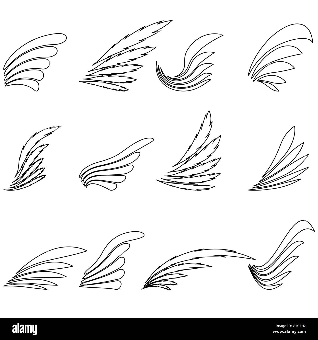Set of Wings Icons Stock Photo - Alamy